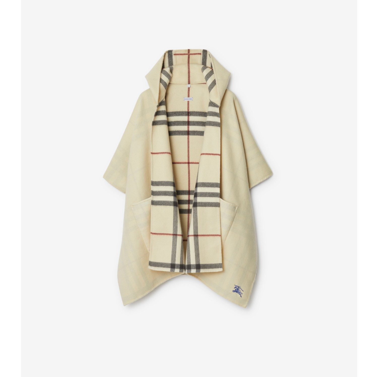 EKD Cashmere Hooded Cape in Stone Women Burberry Official