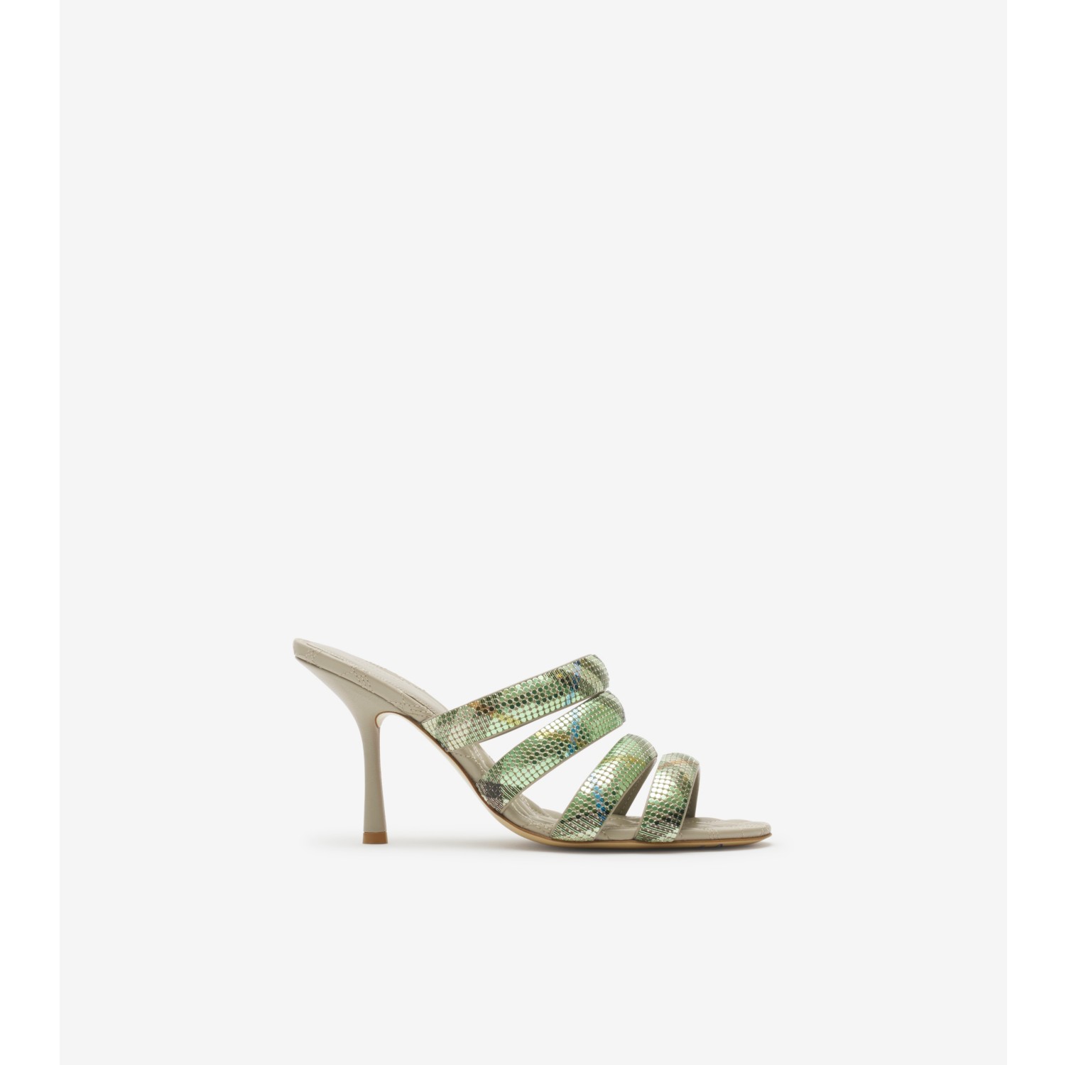 Check Mesh Mews Strap Mules in Artichoke Women Burberry Official