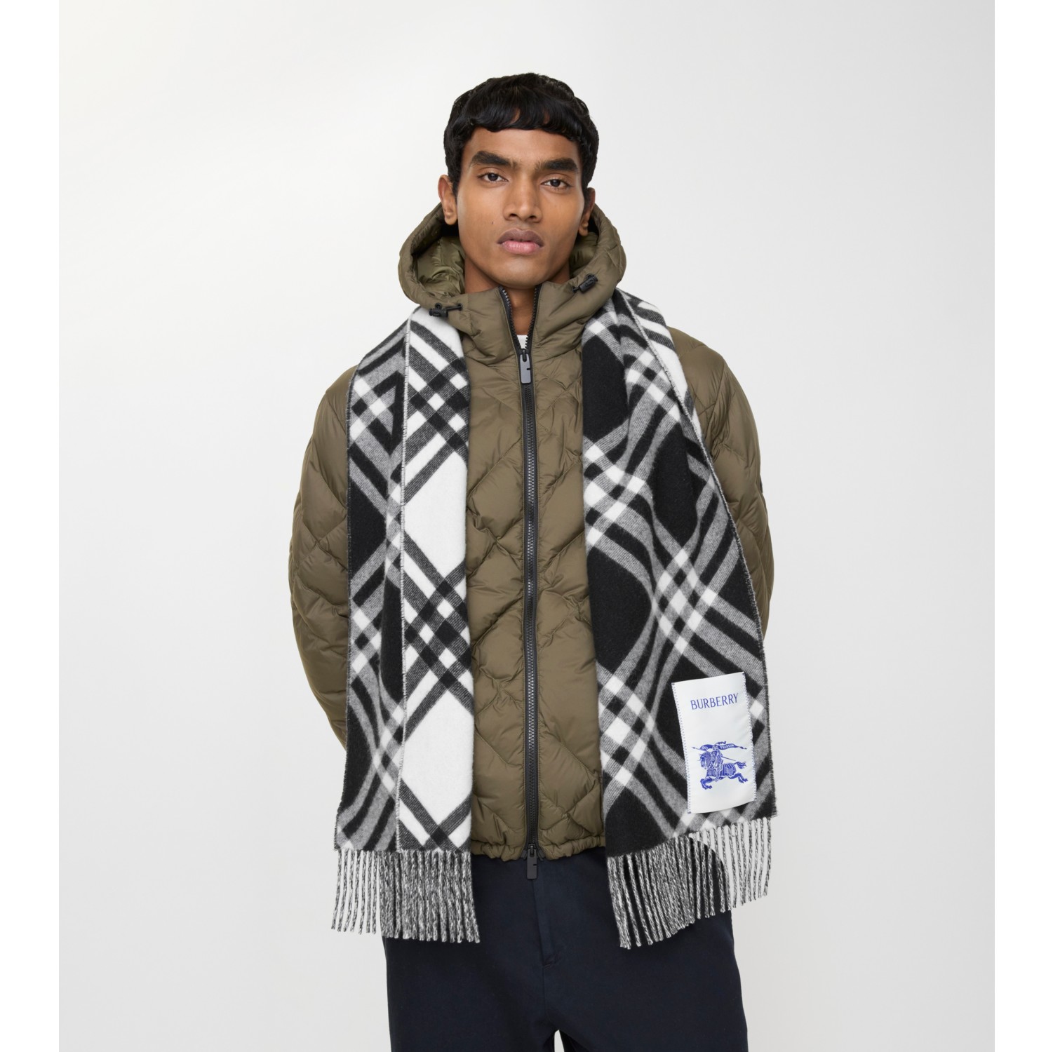 Check Cashmere Scarf in Black | Burberry® Official