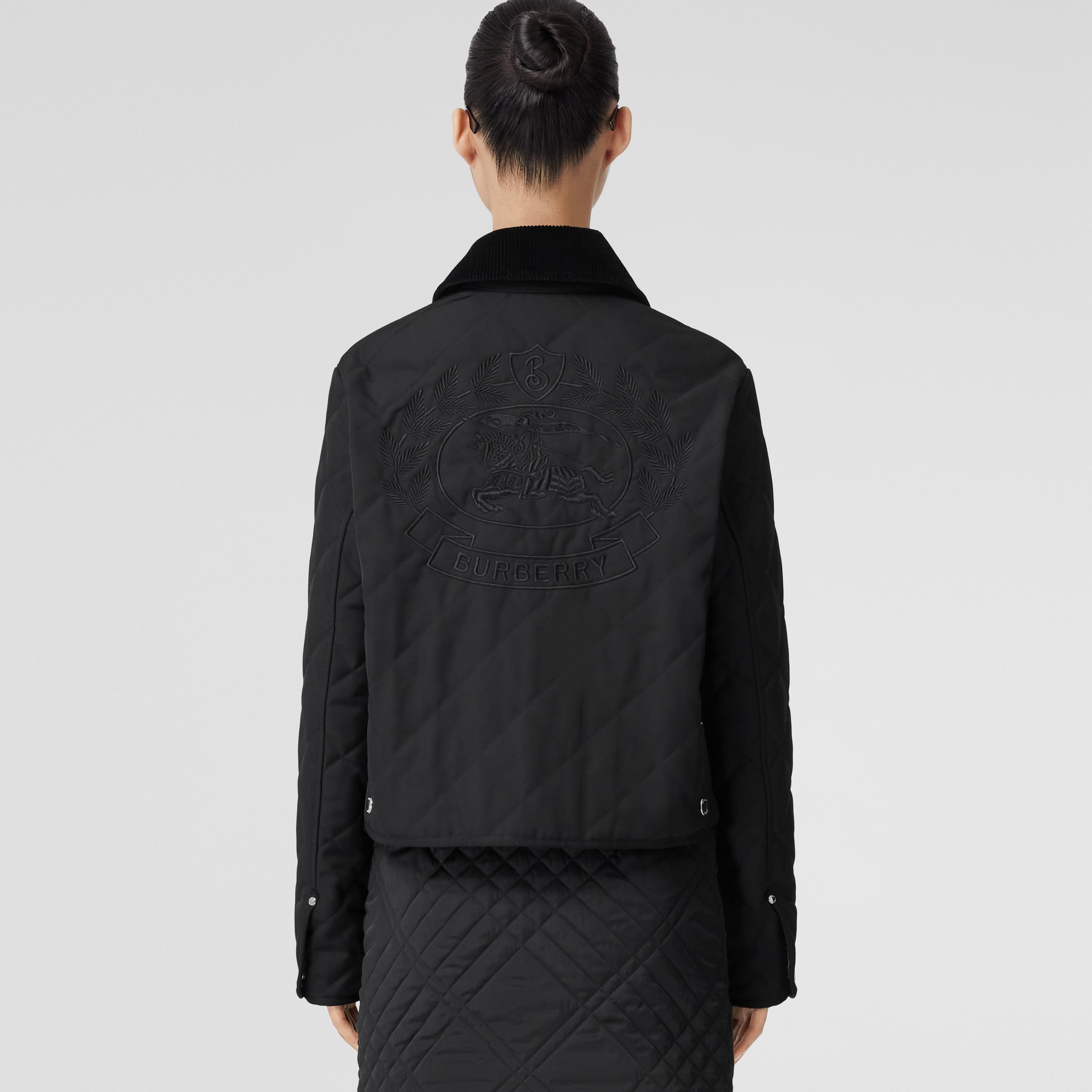 EKD Diamond Quilted Cropped Jacket in Black - Women | Burberry® Official - 3