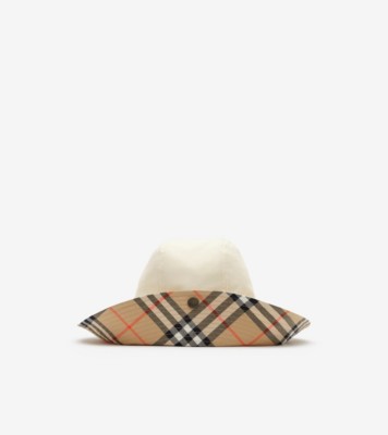 Check Brim Tropical Gabardine Hat in Tundra white - Men | Burberry