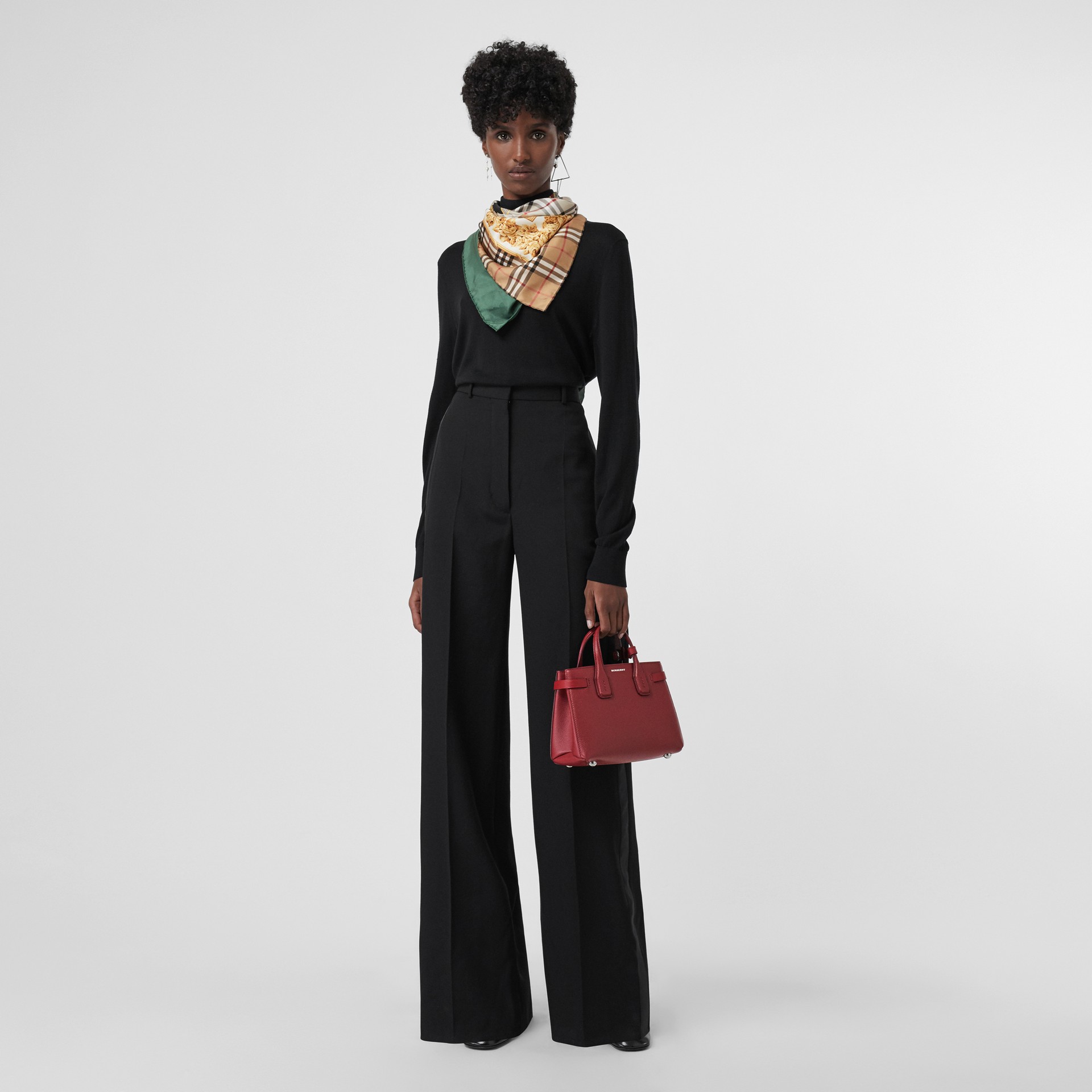 The Baby Banner In Leather And Vintage Check Crimson Women Burberry United States