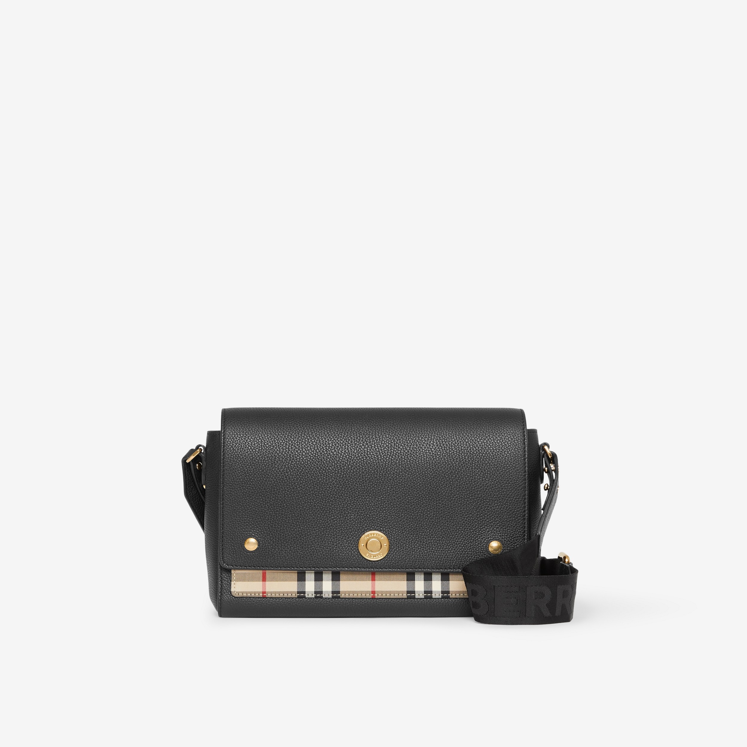 Vintage Check and Leather Note Bag in Black - Women | Burberry® Official