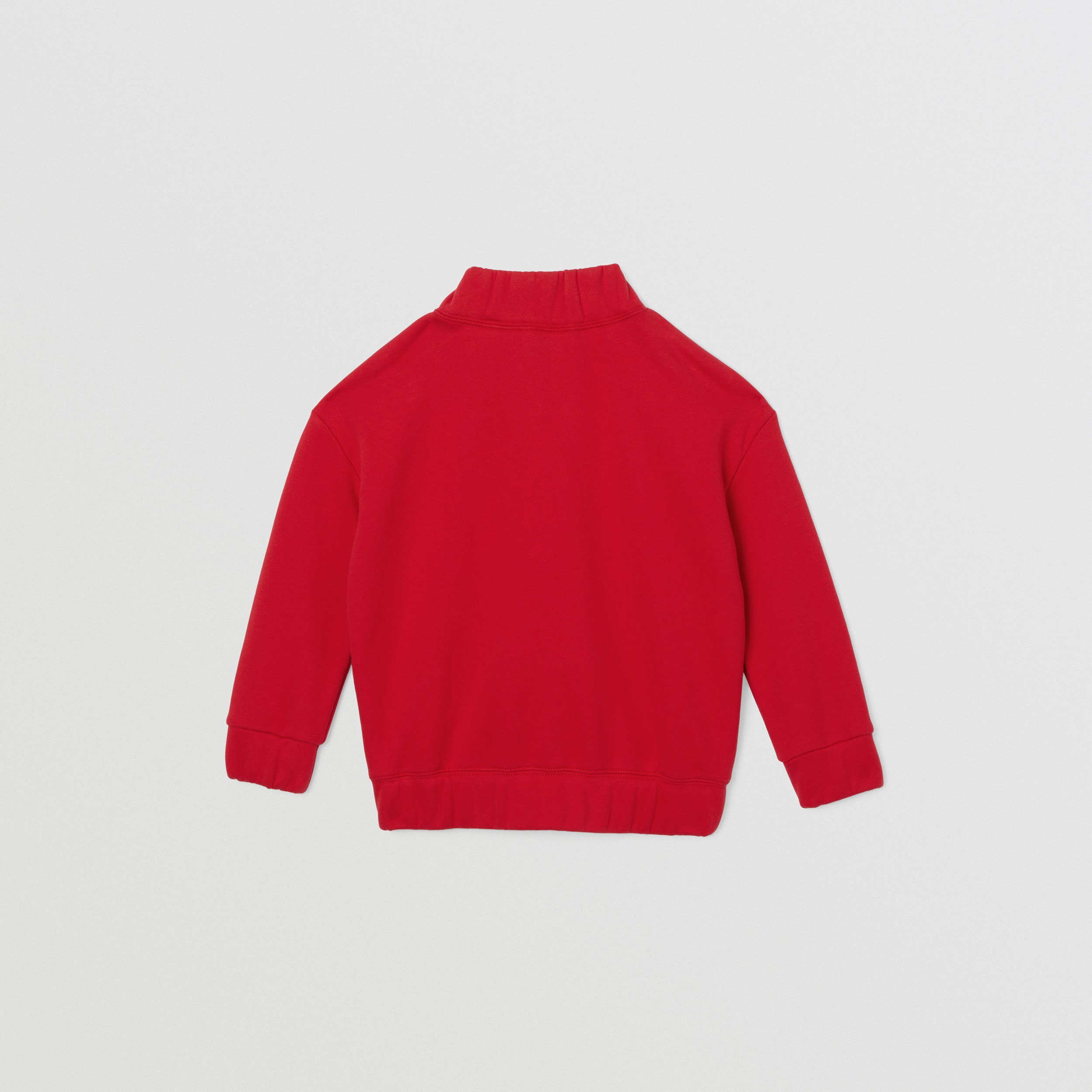 Monogram Motif Silk Panel Cotton Sweatshirt in Bright Red | Burberry® Official - 4