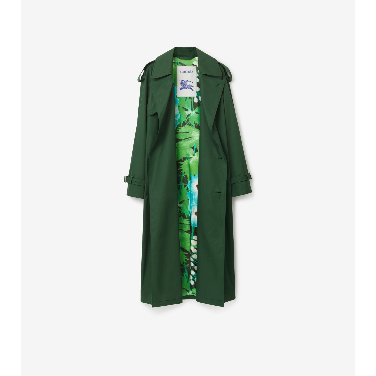 Long Silk Trench Coat in Ivy Women Burberry Official