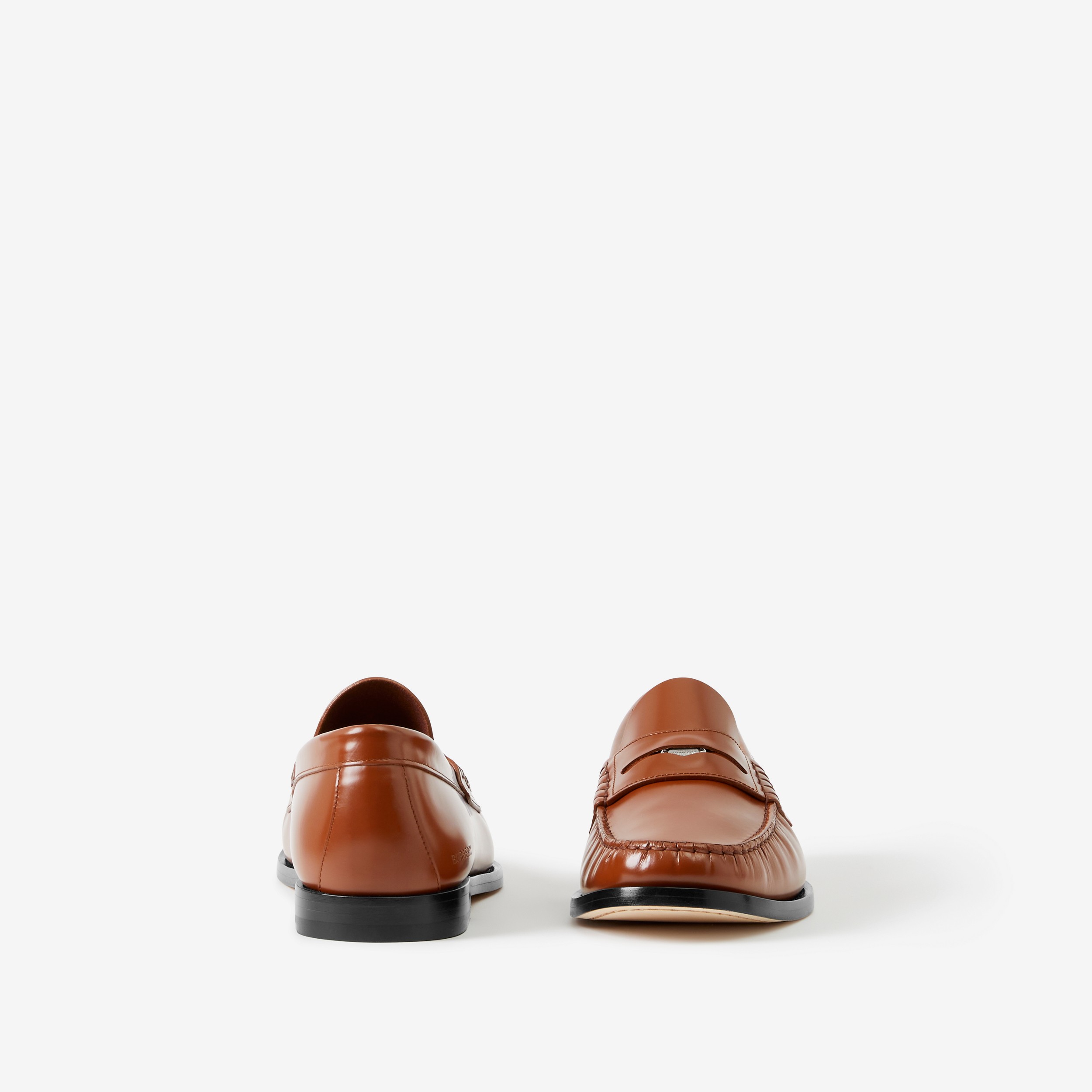 Coin Detail Leather Penny Loafers in Warm Oak Brown - Men | Burberry® Official - 4