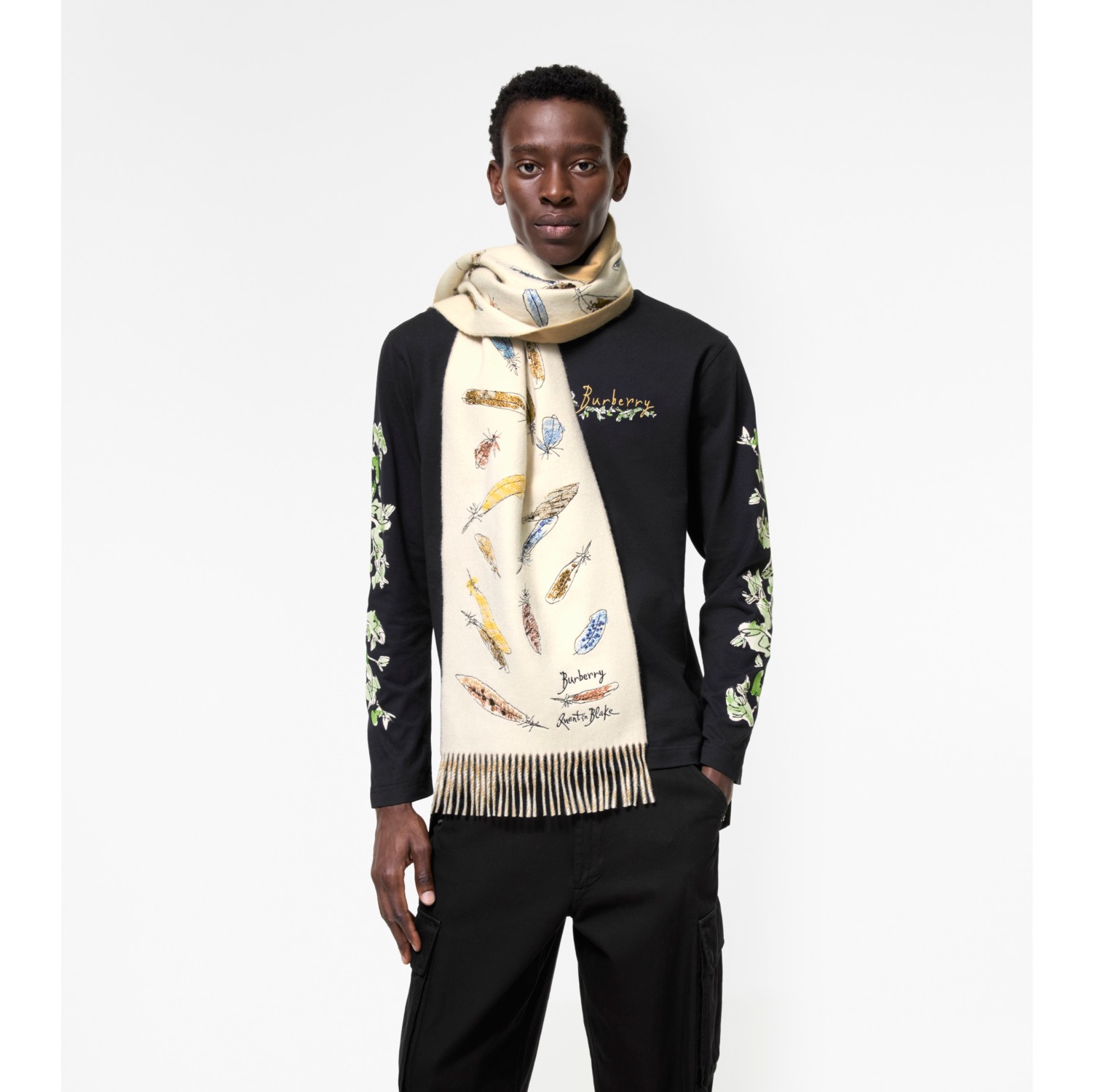Feather Print Cashmere Scarf