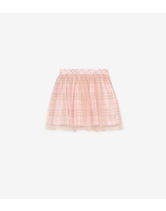 Check Silk Skirt