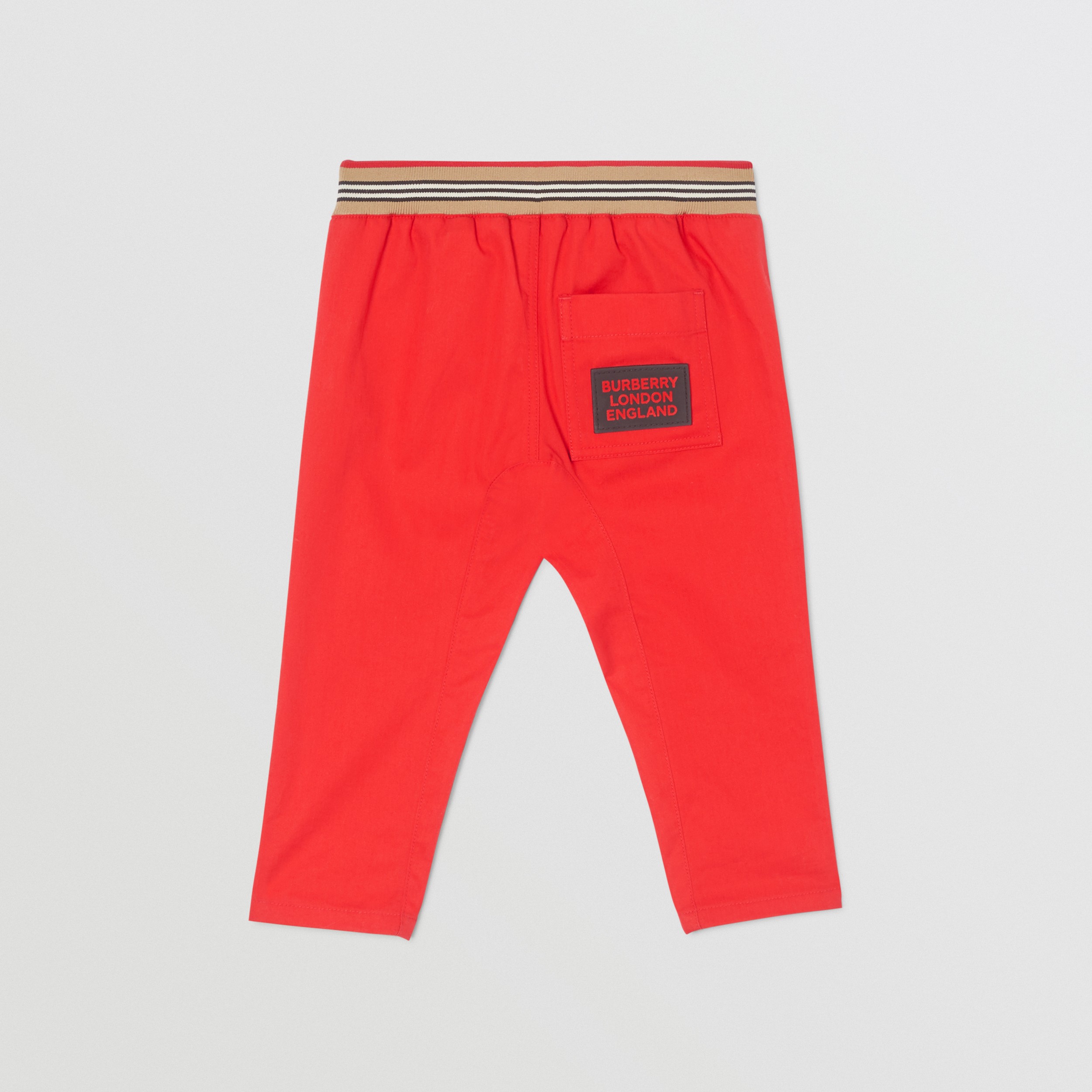 Icon Stripe Detail Cotton Twill Drawcord Trousers in Bright Red ...