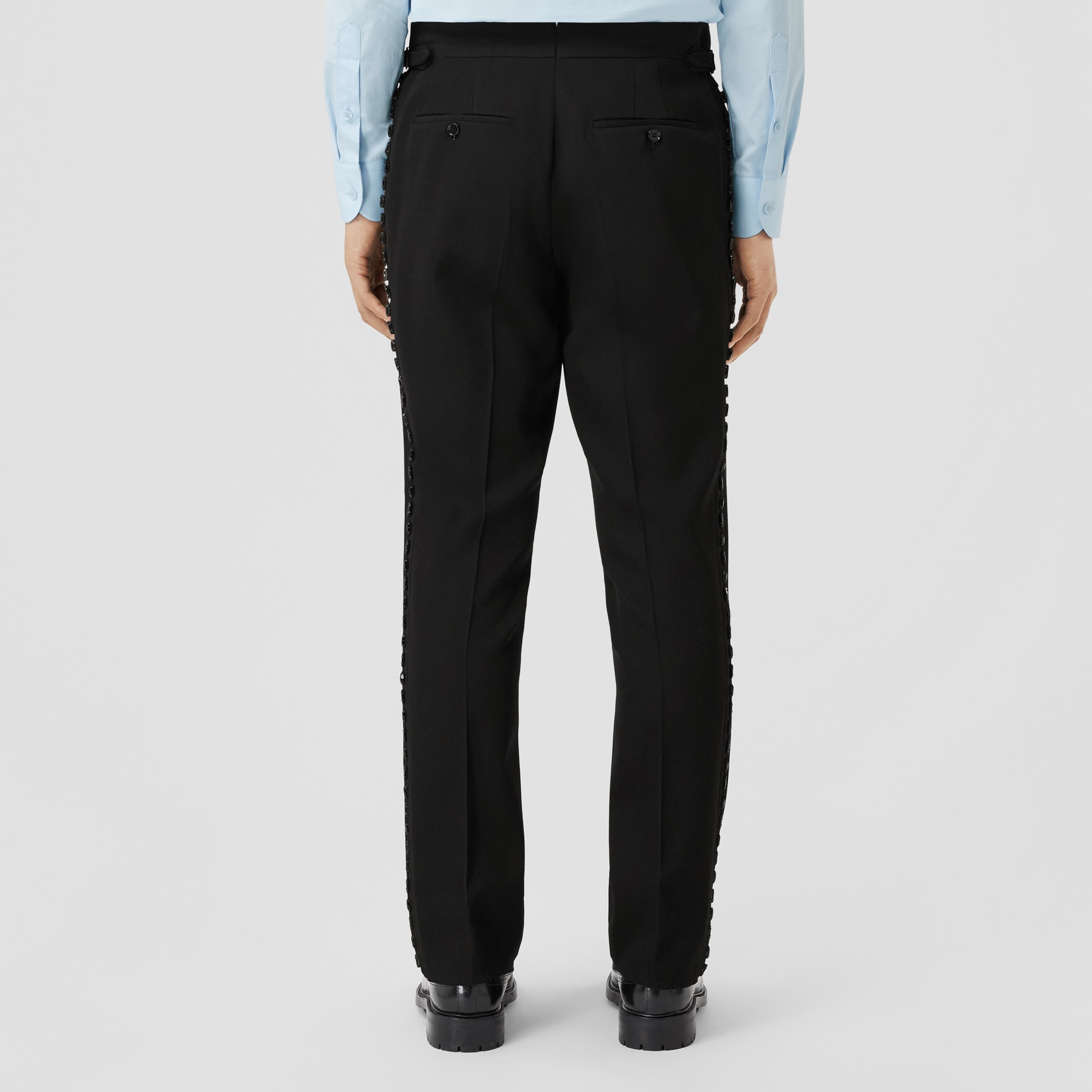 Classic Fit Crystal Stripe Wool Tuxedo Trousers in Black - Men | Burberry® Official - 3