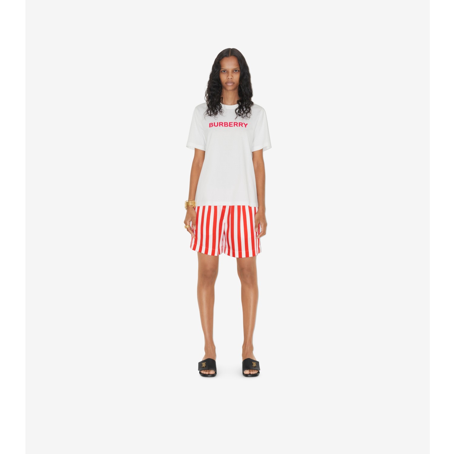 Logo Cotton T-shirt in White - Women | Burberry® Official