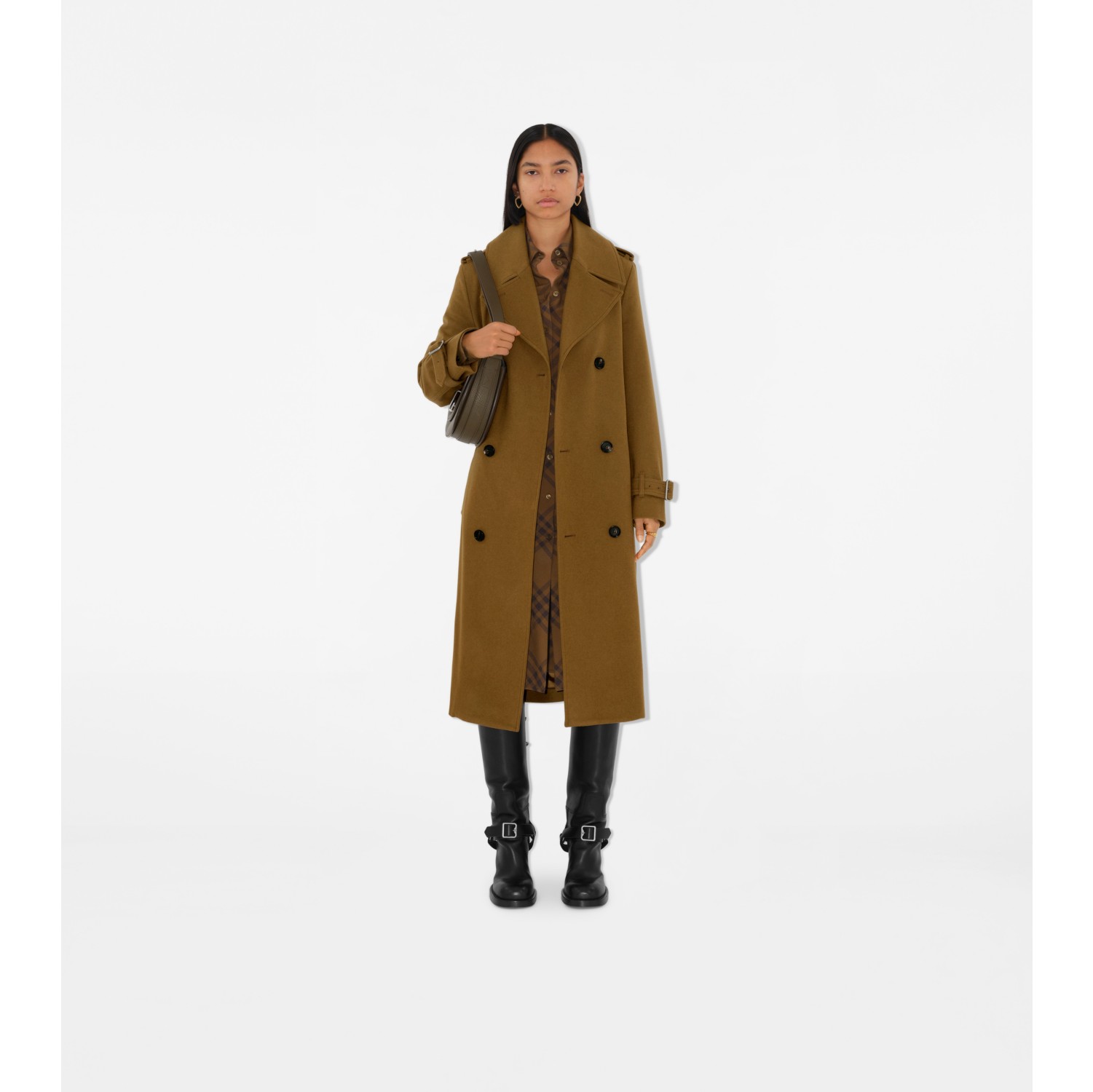 Trench coat longo de cashmere