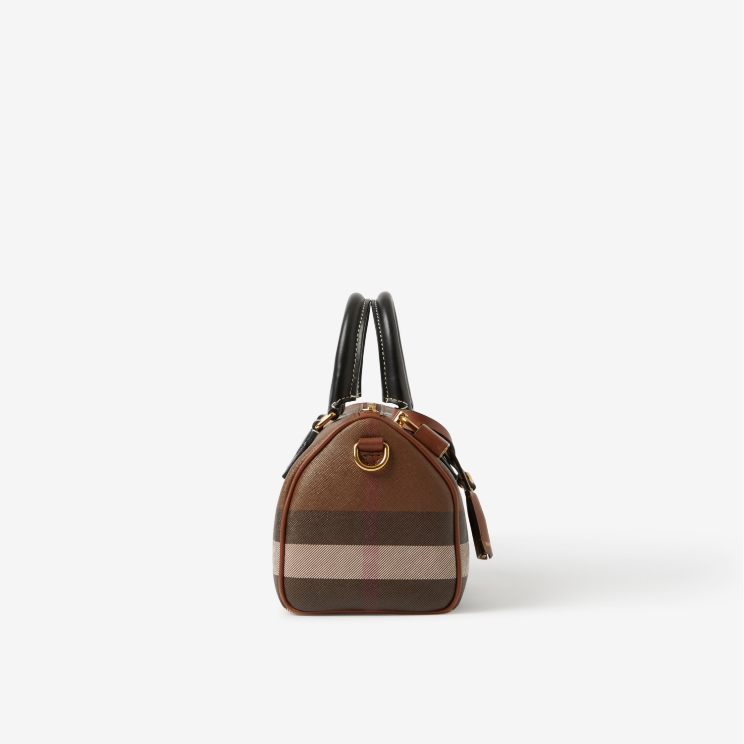 Mini Check Canvas & Leather Bowling Bag