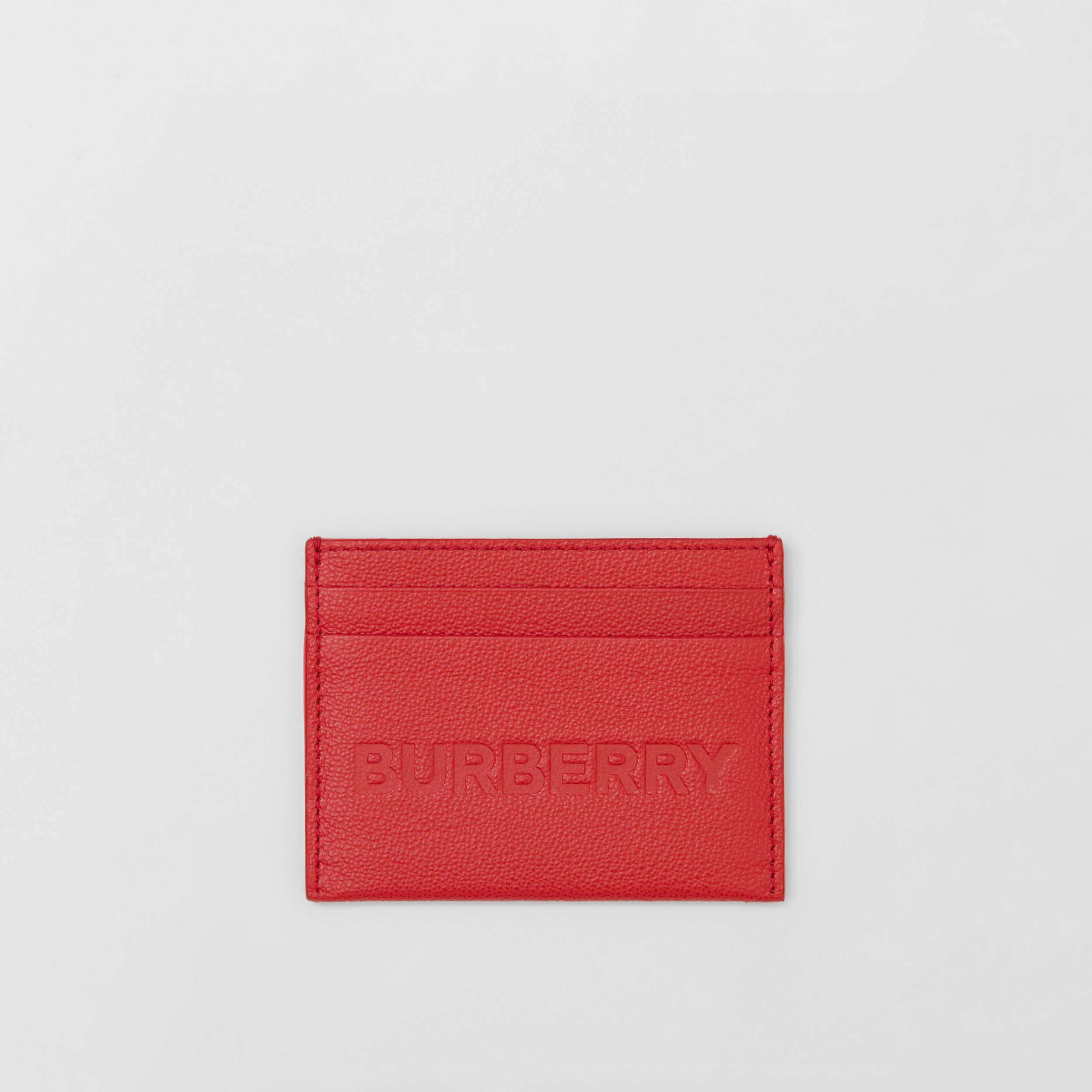 Porte-cartes en cuir grainé à logo embossé (Rouge) - Femme | Site officiel Burberry® - 1