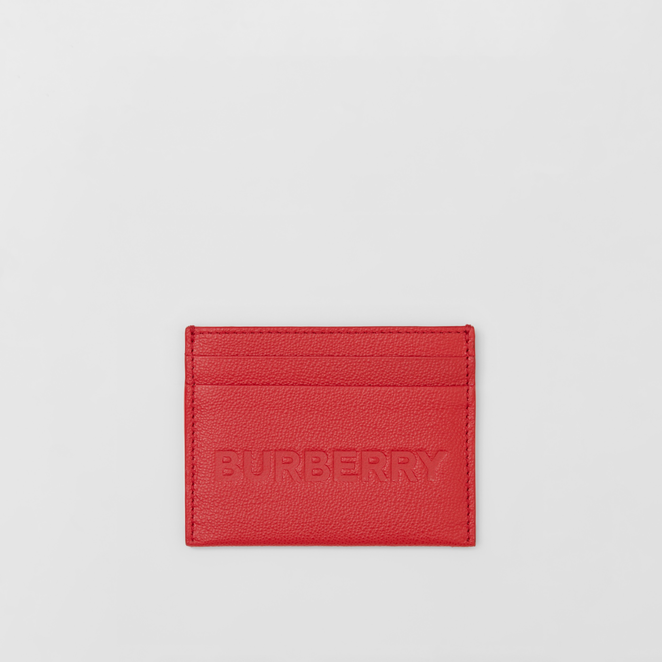 Logo​ Embossed Grainy Leather Card Case in Red - Women | Burberry® Official