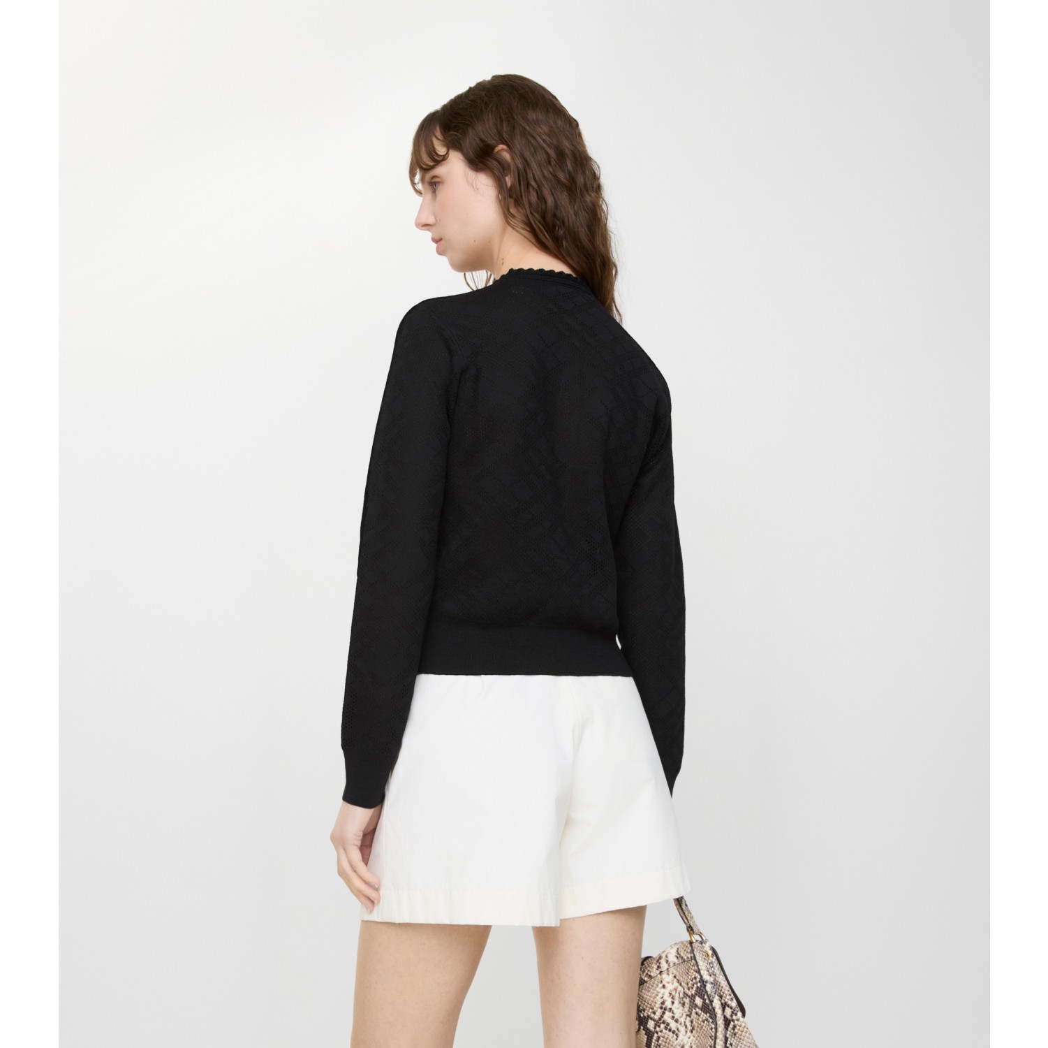 Check Wool Silk Cardigan in Black - Women | Burberry® Official