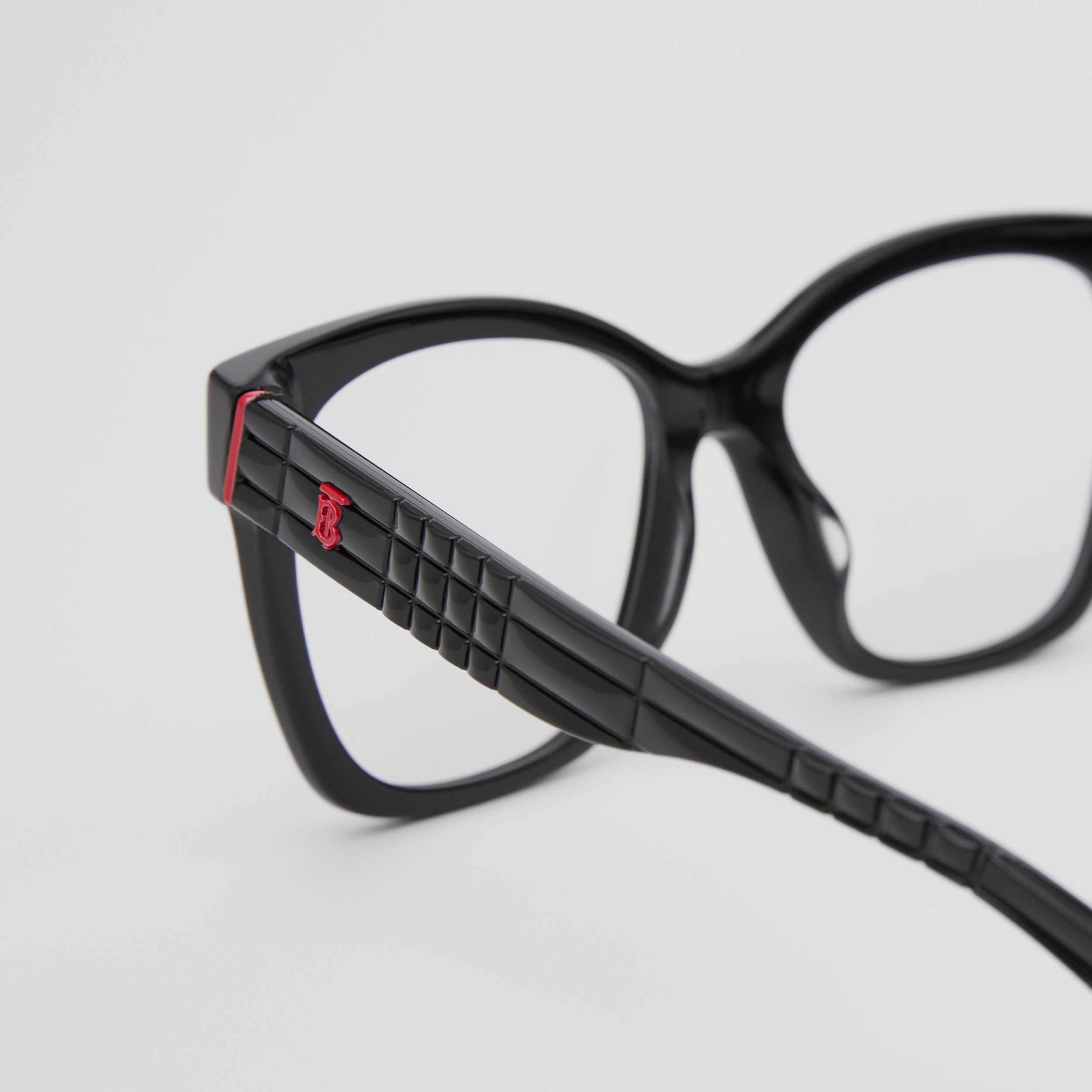 Óculos de grau Lola com armação quadrada e estampa de monograma (Preto) - Mulheres | Burberry® oficial - 2