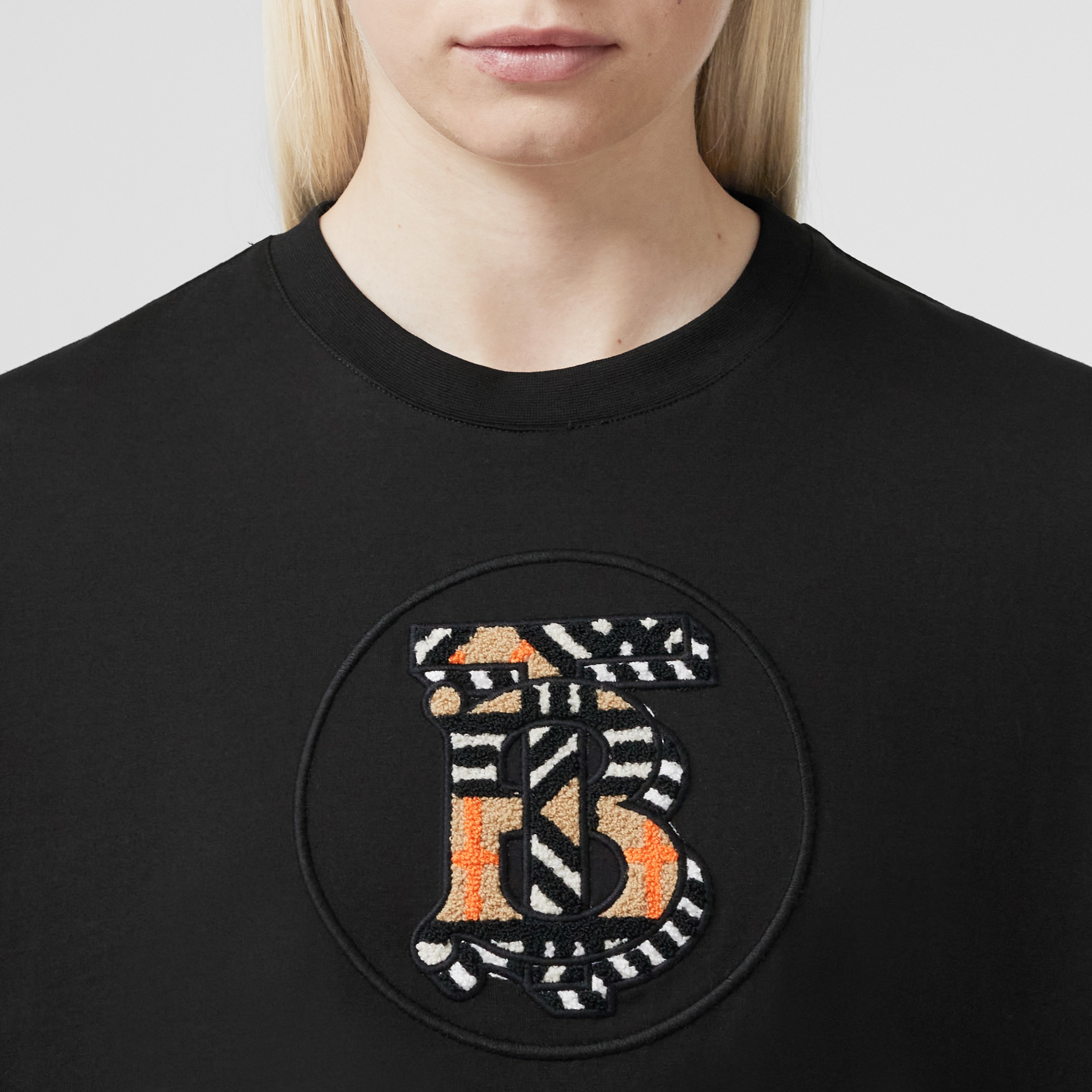 Monogram Motif Cotton Oversized T-shirt in Black - Women | Burberry® Official - 2