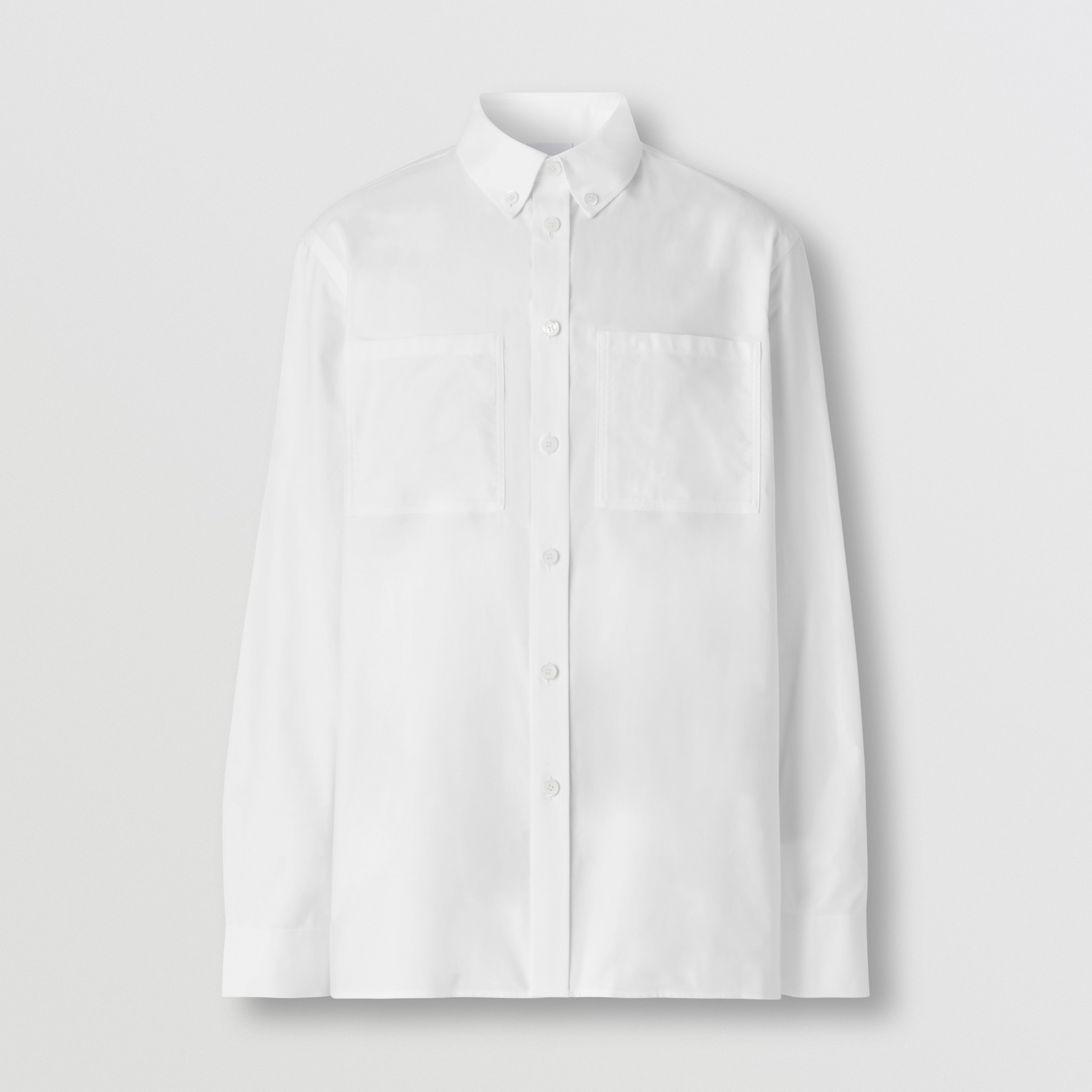 Camisa oversize en algodón Oxford con emblema Equestrian Knight (Blanco Óptico) - Hombre | Burberry® oficial - 4