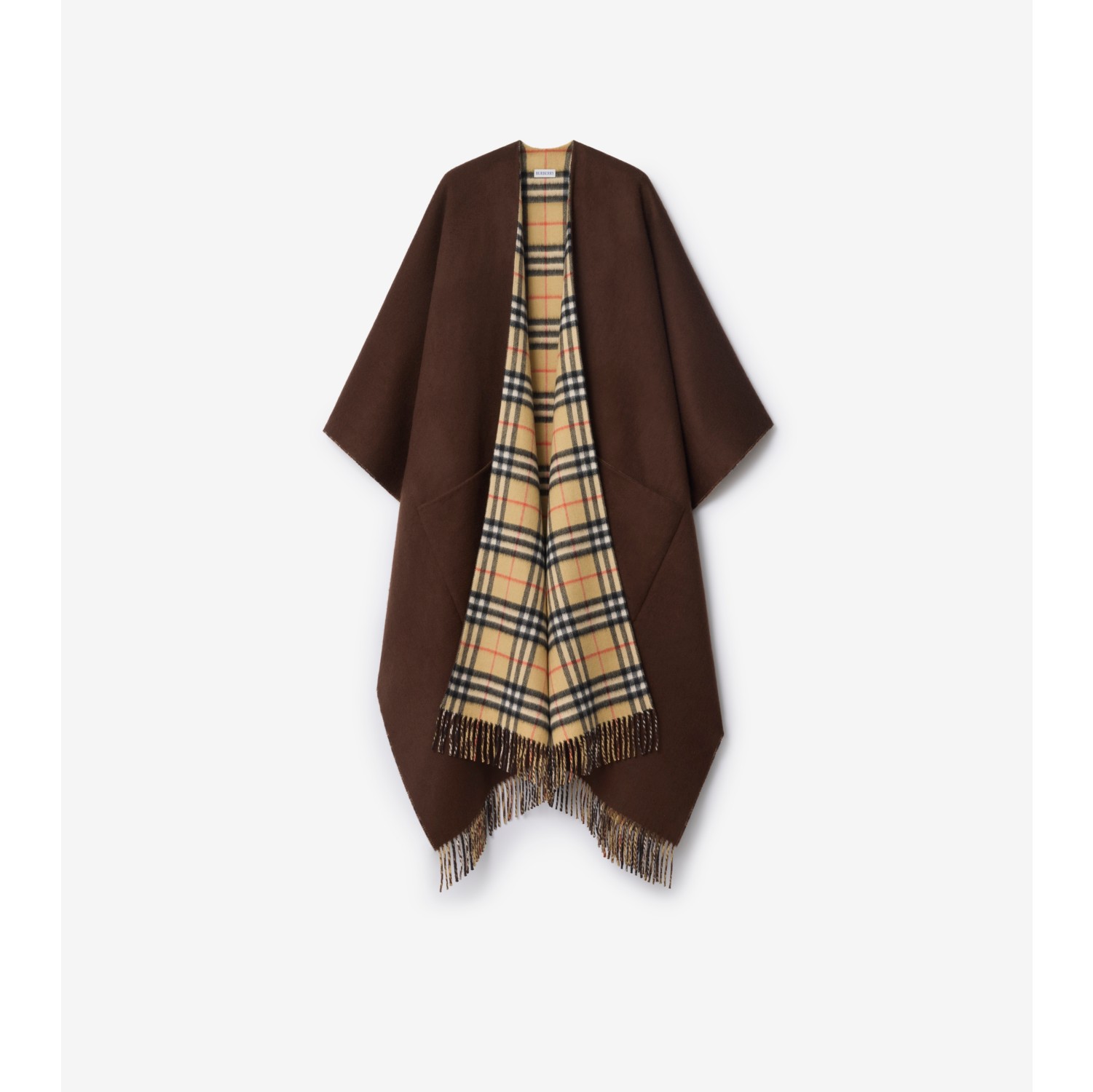 Capa dupla face de cashmere e lã em Check