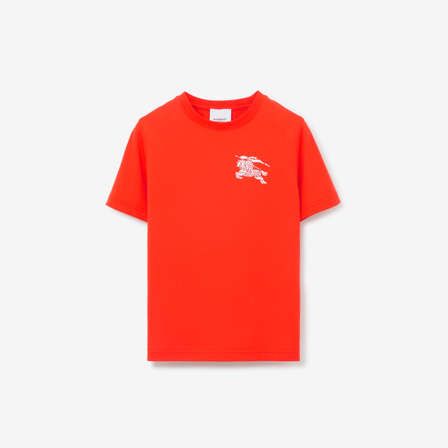 马术骑士徽标棉质 T 恤衫 (红橙色) | Burberry® 博柏利官网