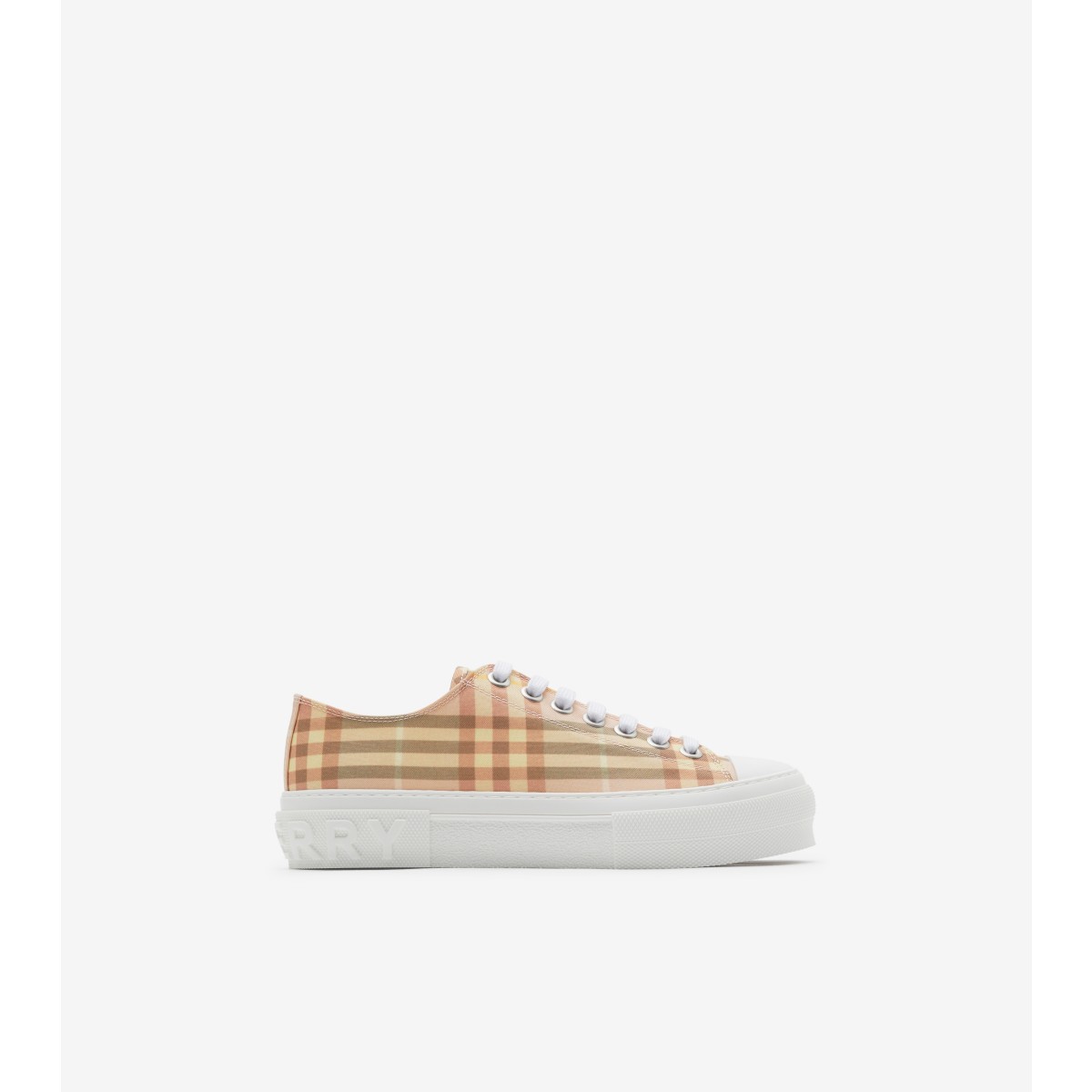 Burberry Jack Check Platform Sneaker In Teacup