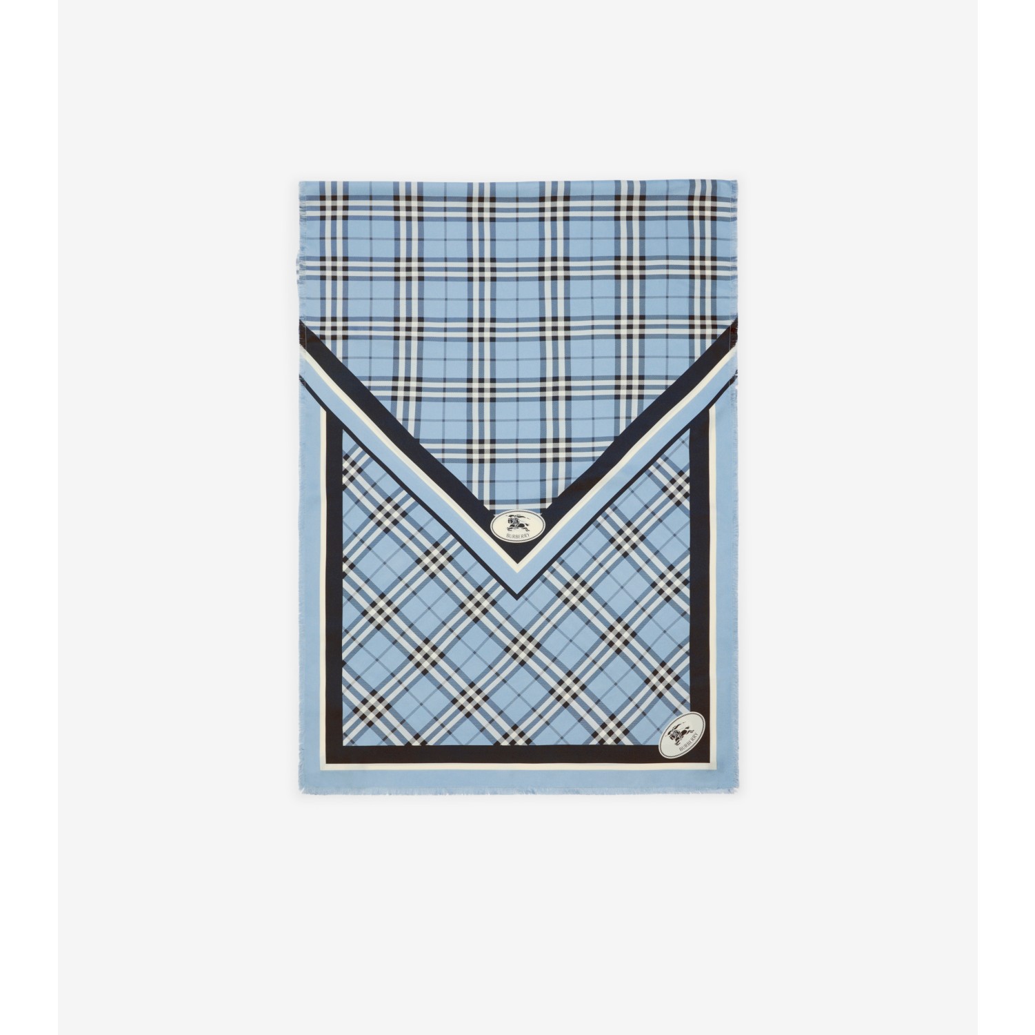 Check Knight Stamp Silk Scarf in Bank blue | Burberry® Official
