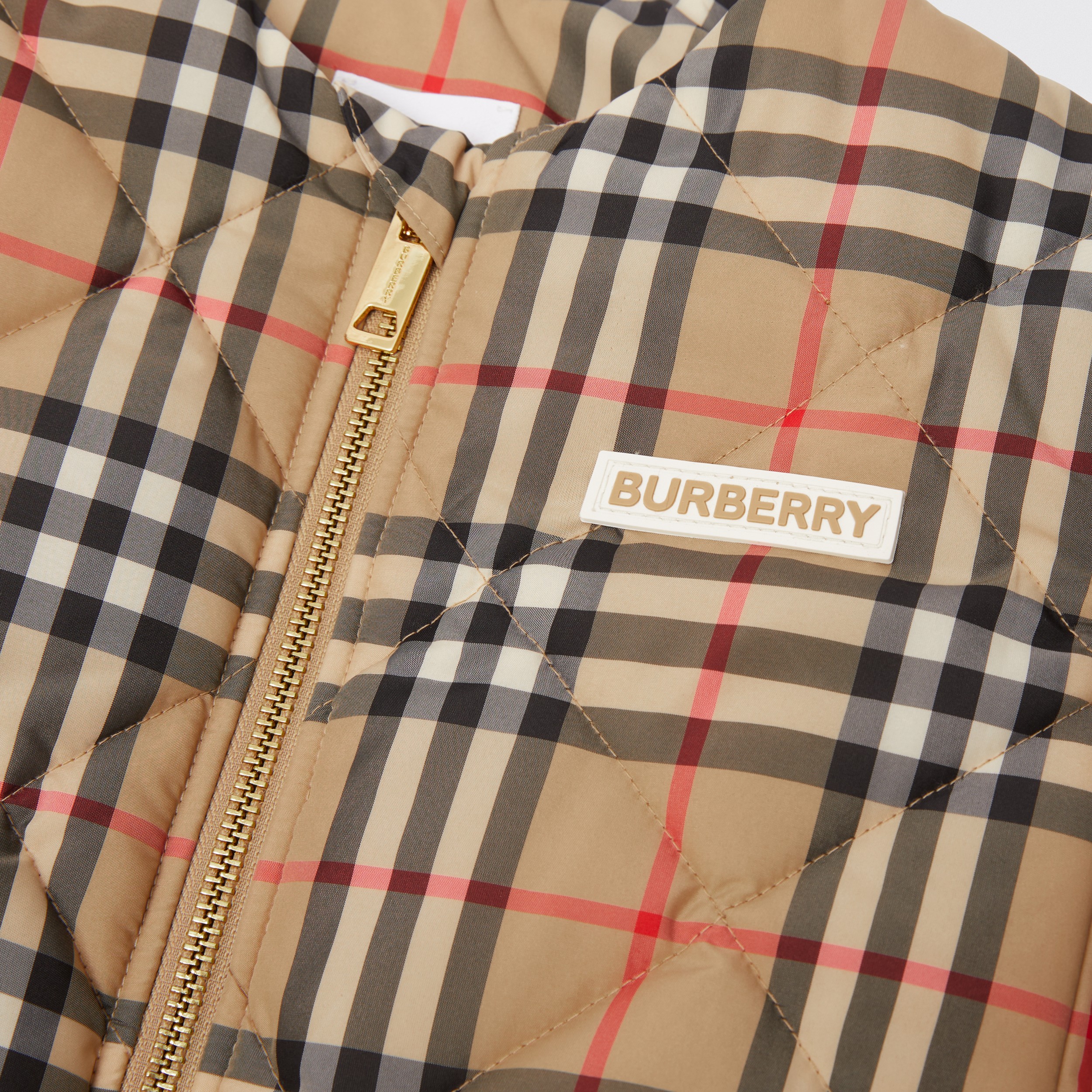 Logo Appliqué Vintage Check Diamond Quilted Jacket in Archive Beige | Burberry® Official - 2