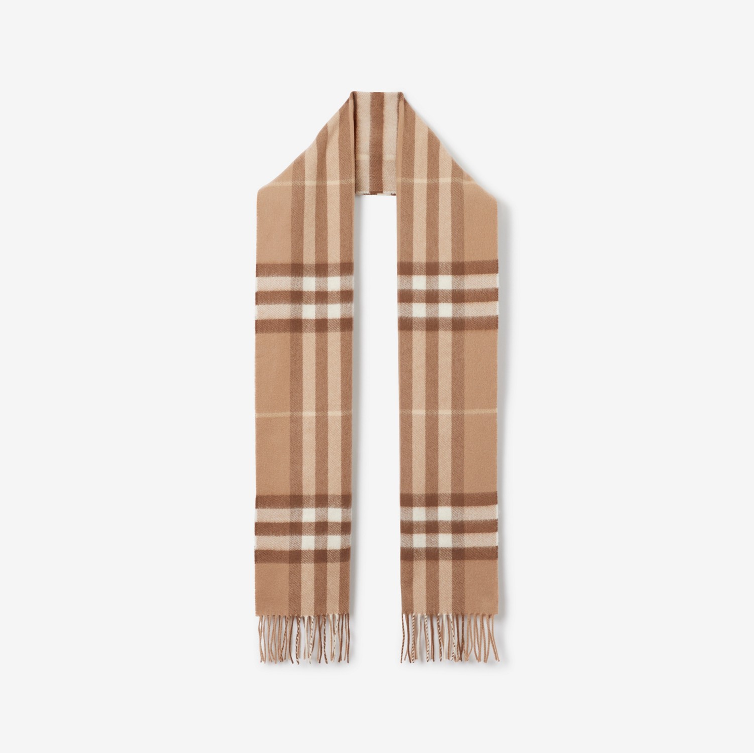 Burberry 格纹羊绒围巾 (中调驼色) | Burberry® 博柏利官网