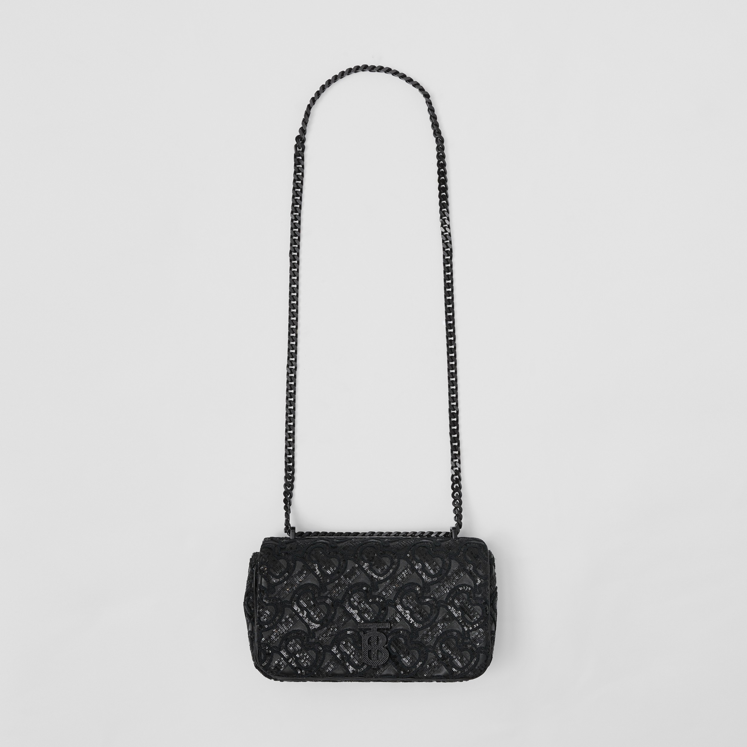 Sequinned Monogram Leather Small Lola Bag in Black - Women | Burberry® Official - 4