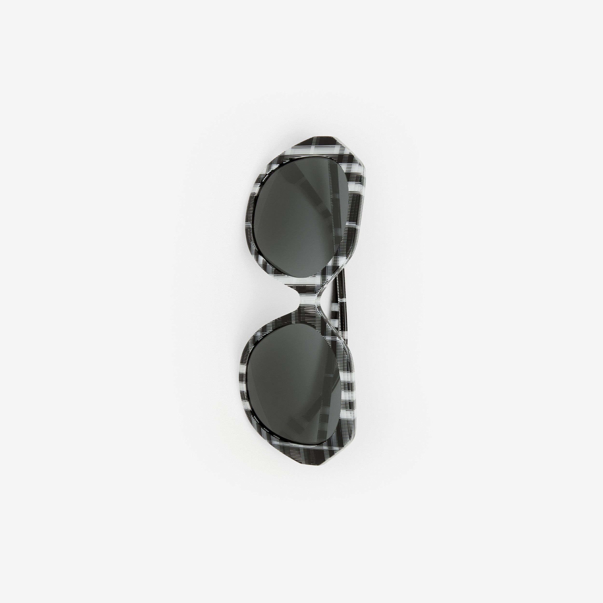 Óculos de sol com armação oversize geométrica em xadrez (Preto/branco) - Mulheres | Burberry® oficial - 2