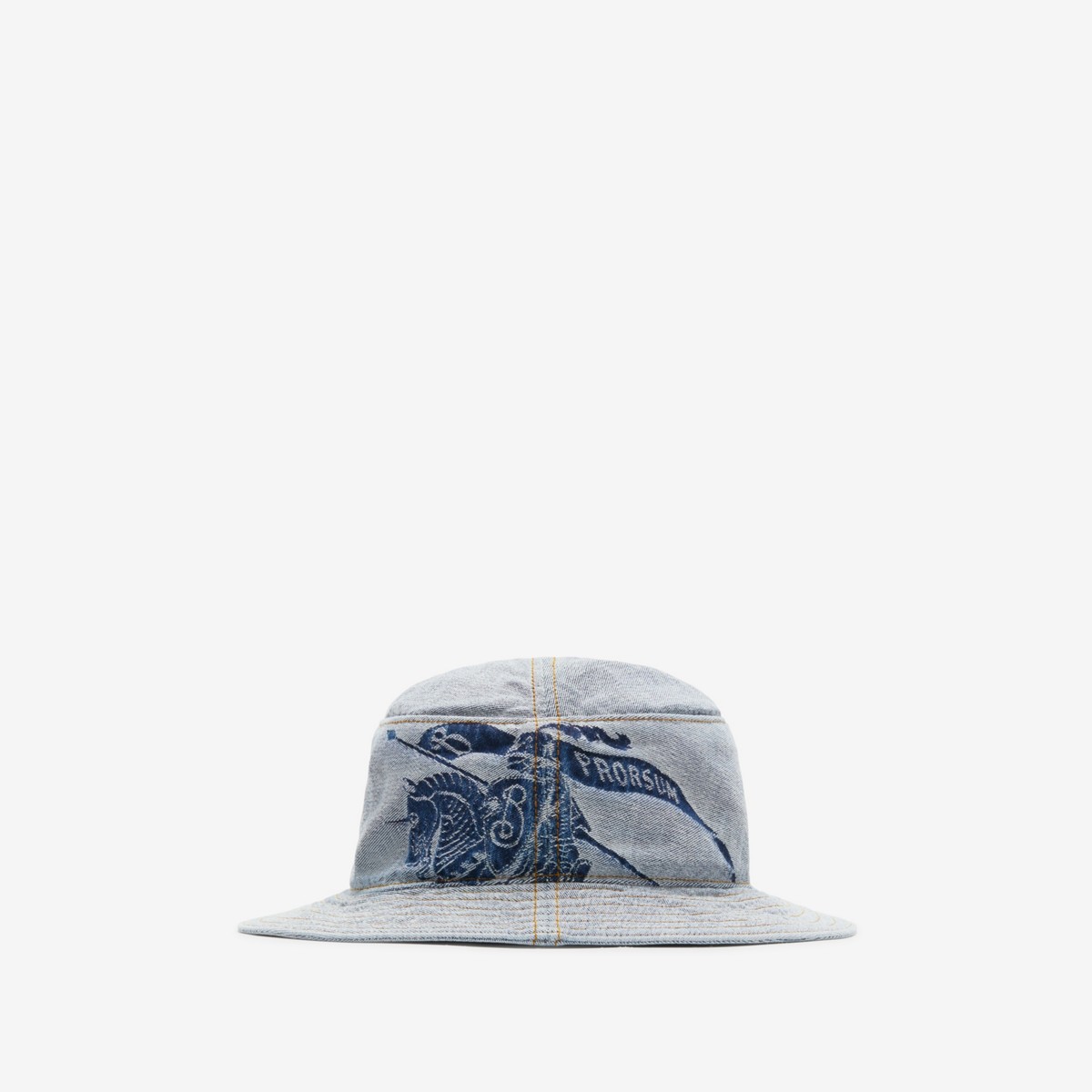 Burberry Logo-print Denim Bucket Hat In Indigo