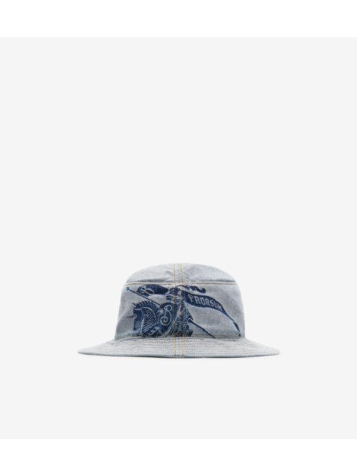 Shop Burberry Denim Bucket Hat In Indigo