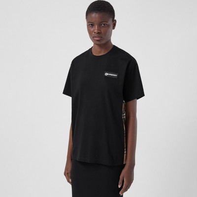 Vintage Check Panel Cotton Oversized T-shirt in Black - Women | Burberry®  Official
