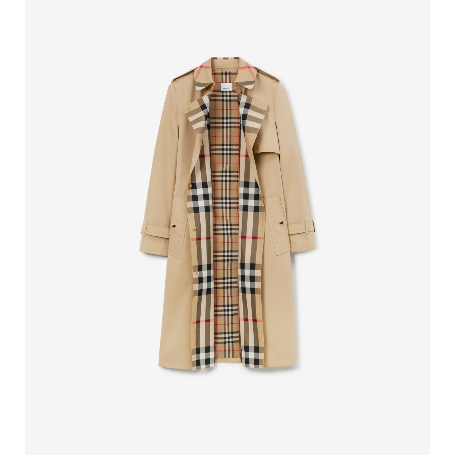 ロング チェックカラー トレンチコート (ハニー) - ウィメンズ, コットンギャバジン | Burberry®公式サイト