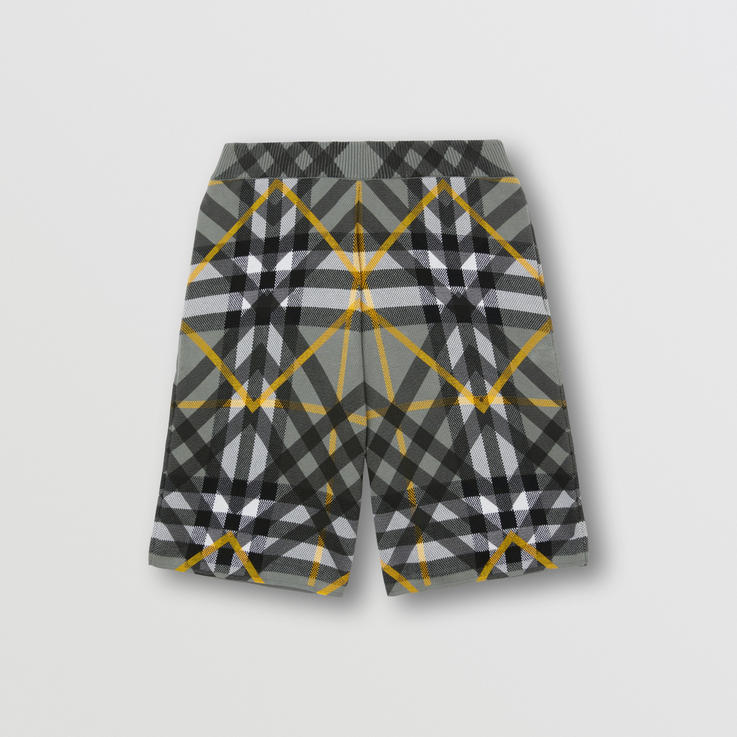 Layered Check Cotton Jacquard Shorts in Storm Grey - Men | Burberry® Official - 4