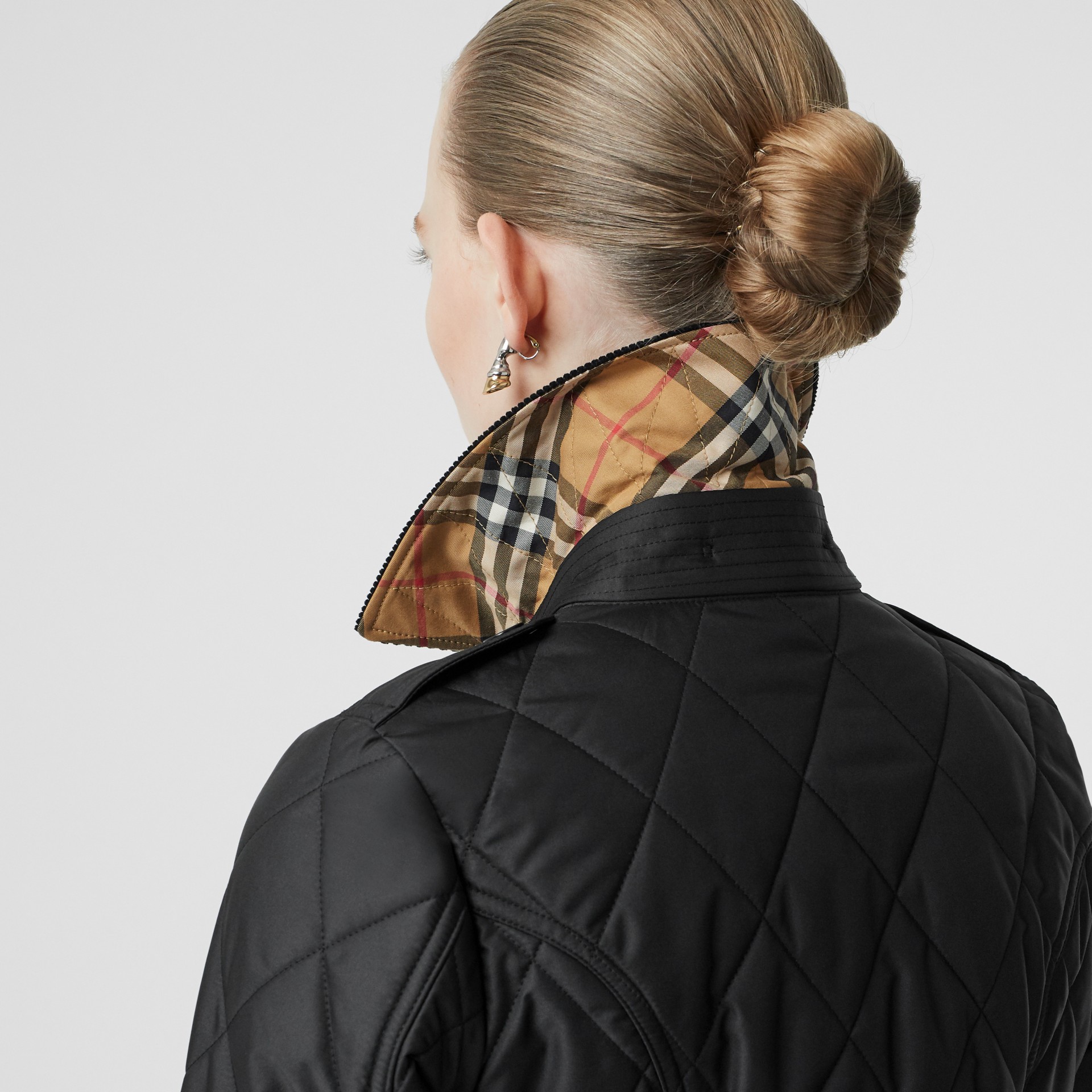 Monogram Motif Diamond Quilted Jacket in Black - Women | Burberry ...