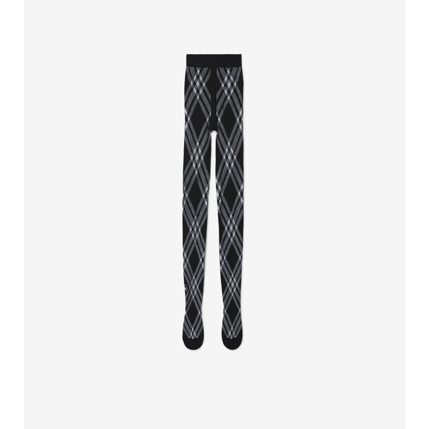 Check Wool Blend Tights in Black white Burberry Official