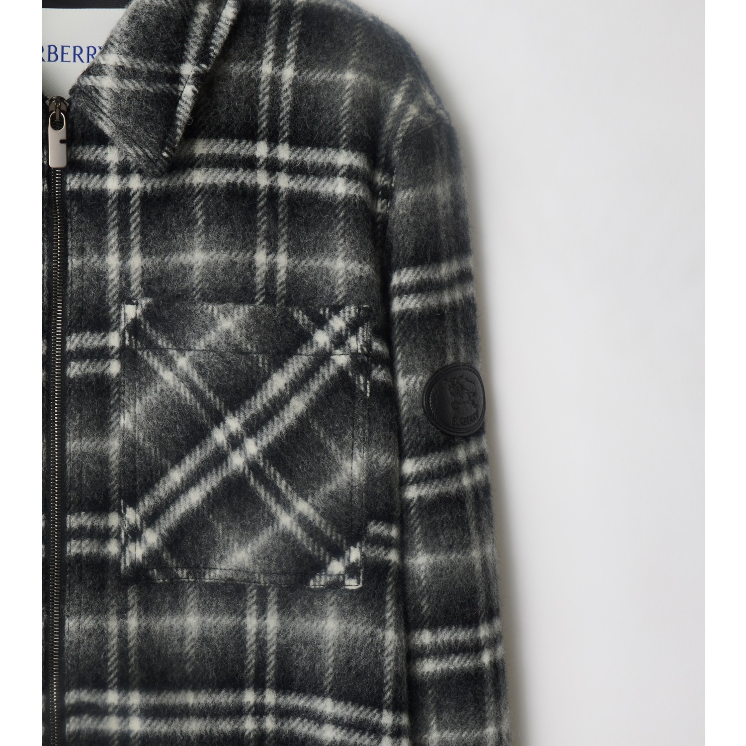 Check Wool Overshirt in Chess black/bass grey - Men | Burberry® Official