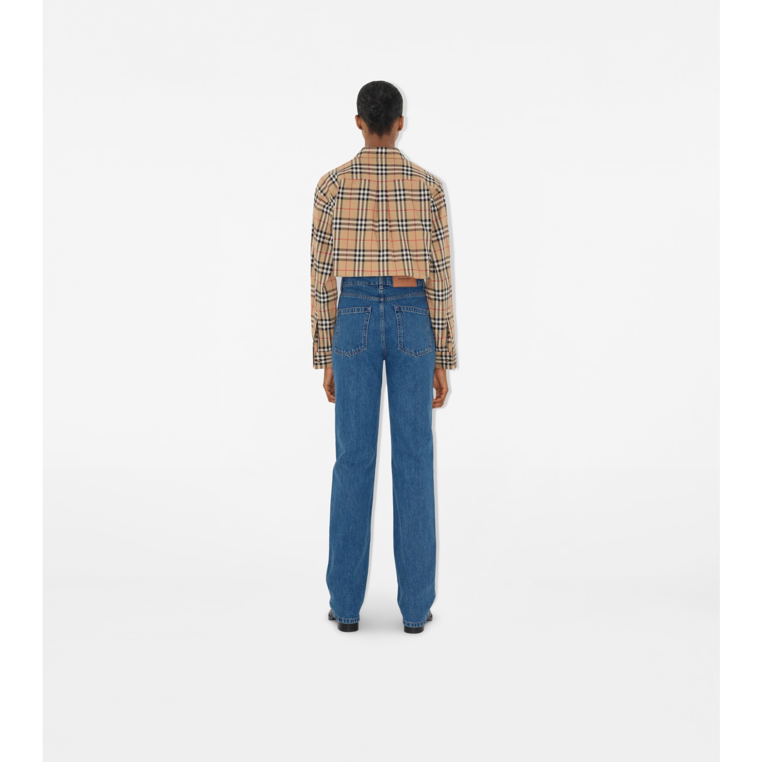 Oversized Check Stretch Cotton Shirt