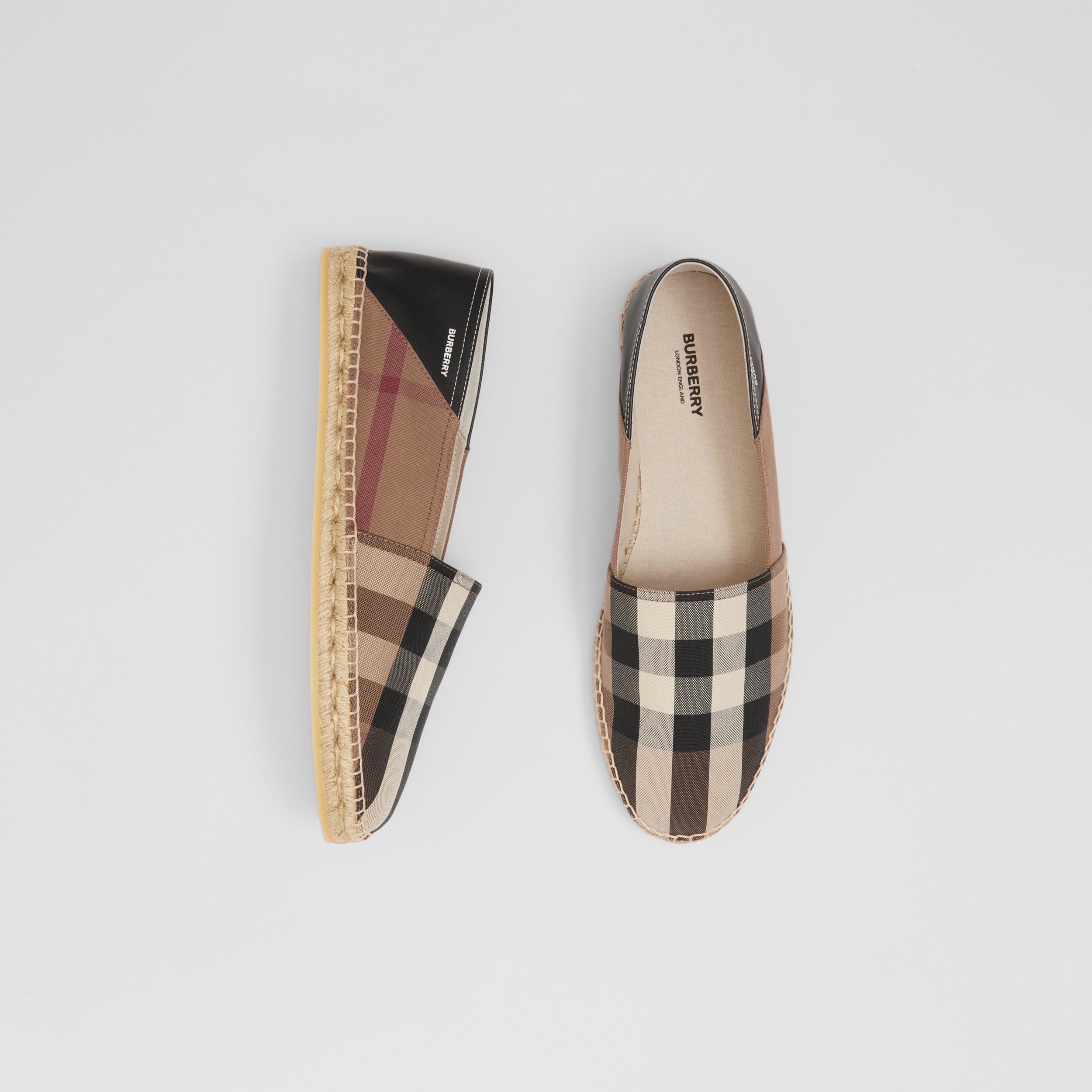 Exaggerated Check Cotton and Leather Espadrilles in Birch Brown - Men | Burberry® Official - 1