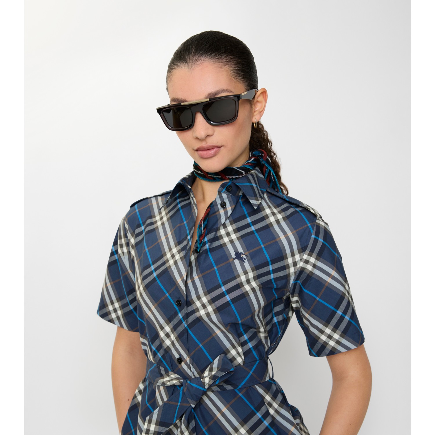 Check Cotton Shirt Dress