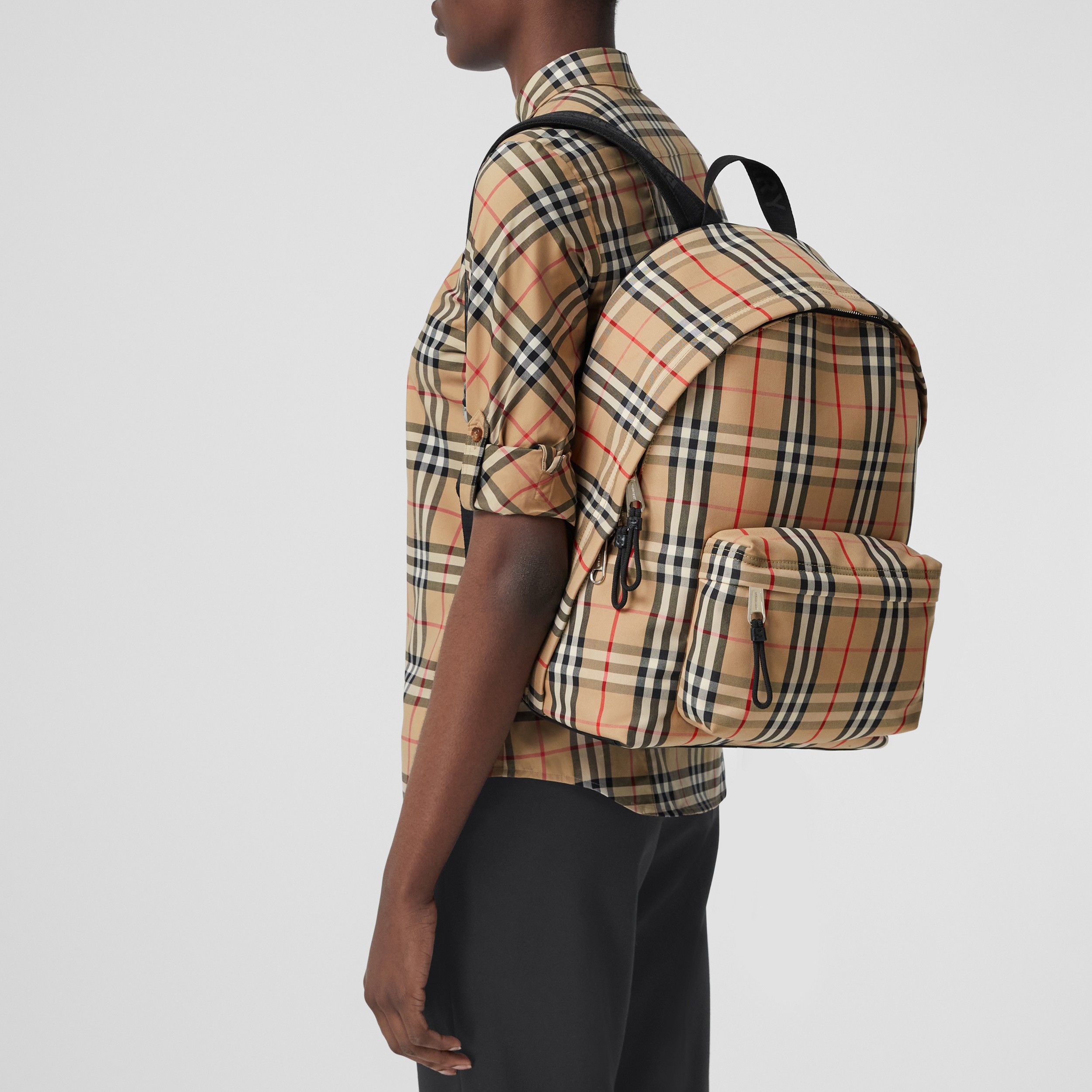Vintage Check Nylon Backpack in Archive Beige | Burberry® Official - 3