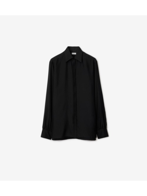 Shop Burberry Silk Shirt In Black