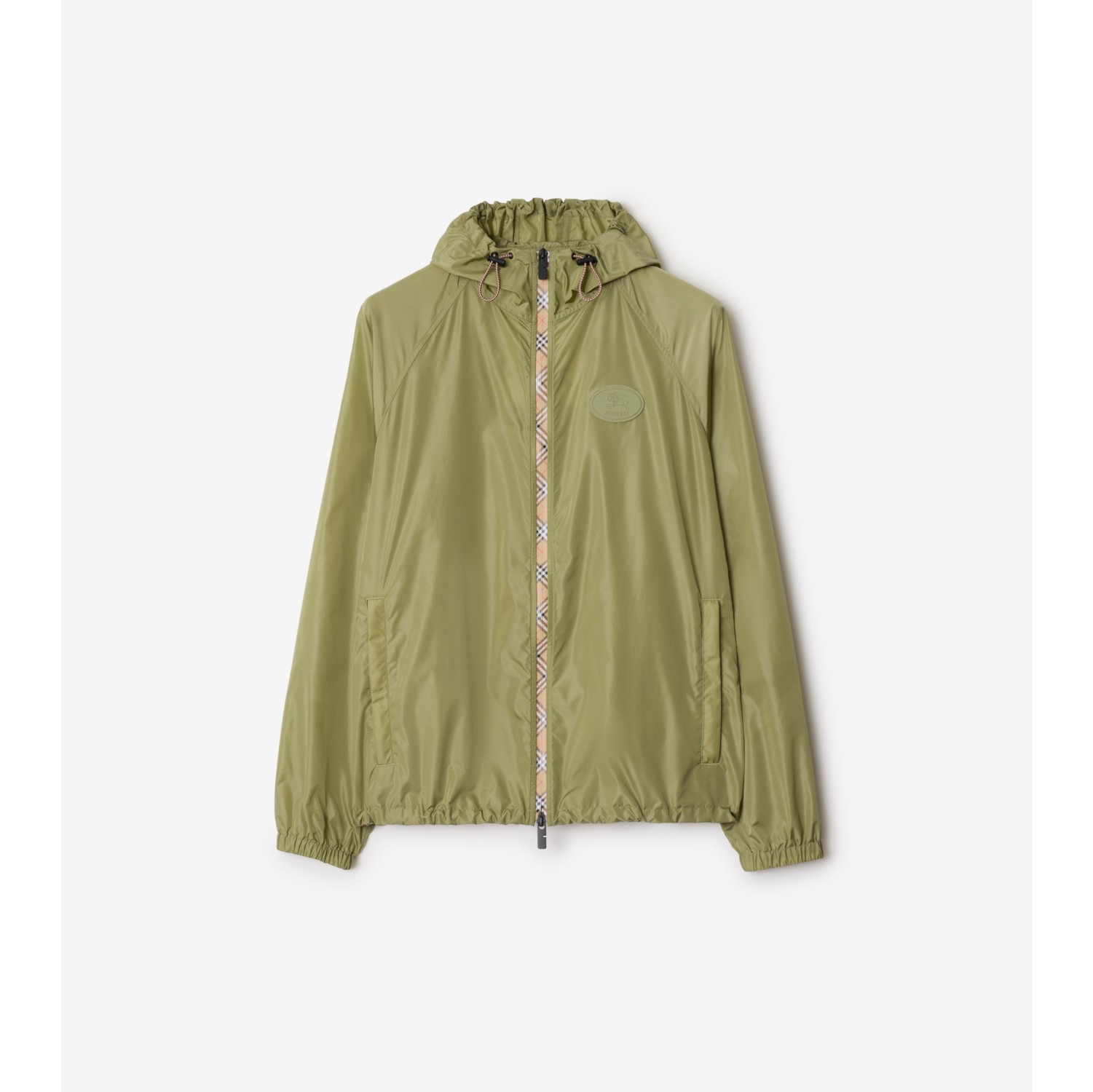 Check Trim Nylon Hooded Jacket
