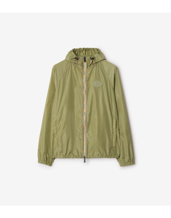 Check Trim Nylon Hooded Jacket