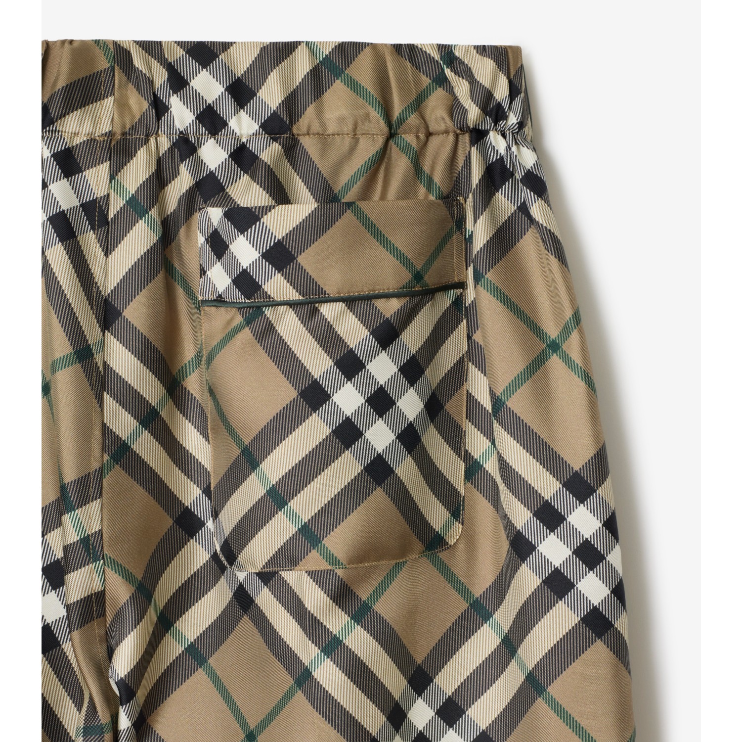 Check Silk Pyjama Trousers in Linden beige - Women | Burberry® Official