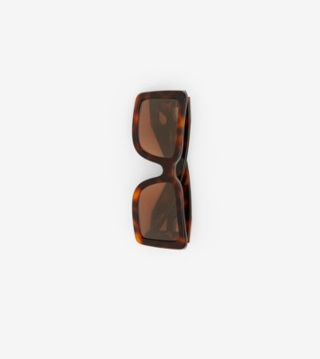 B Motif Square Frame Sunglasses In Tortoise Amber - Women | Burberry ...