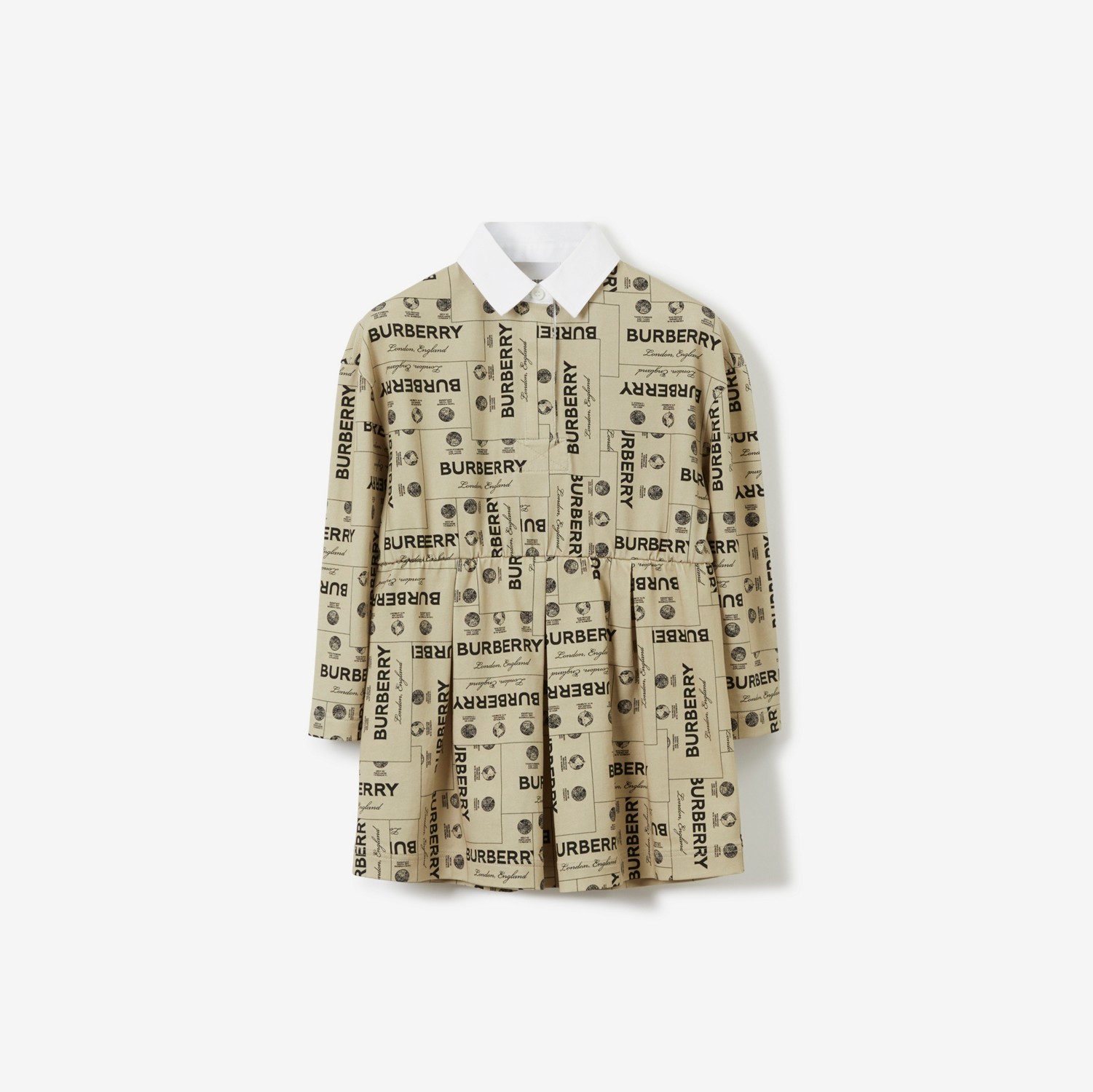 Vestido en algodón con estampado de etiquetas (Beige Vintage) | Burberry® oficial