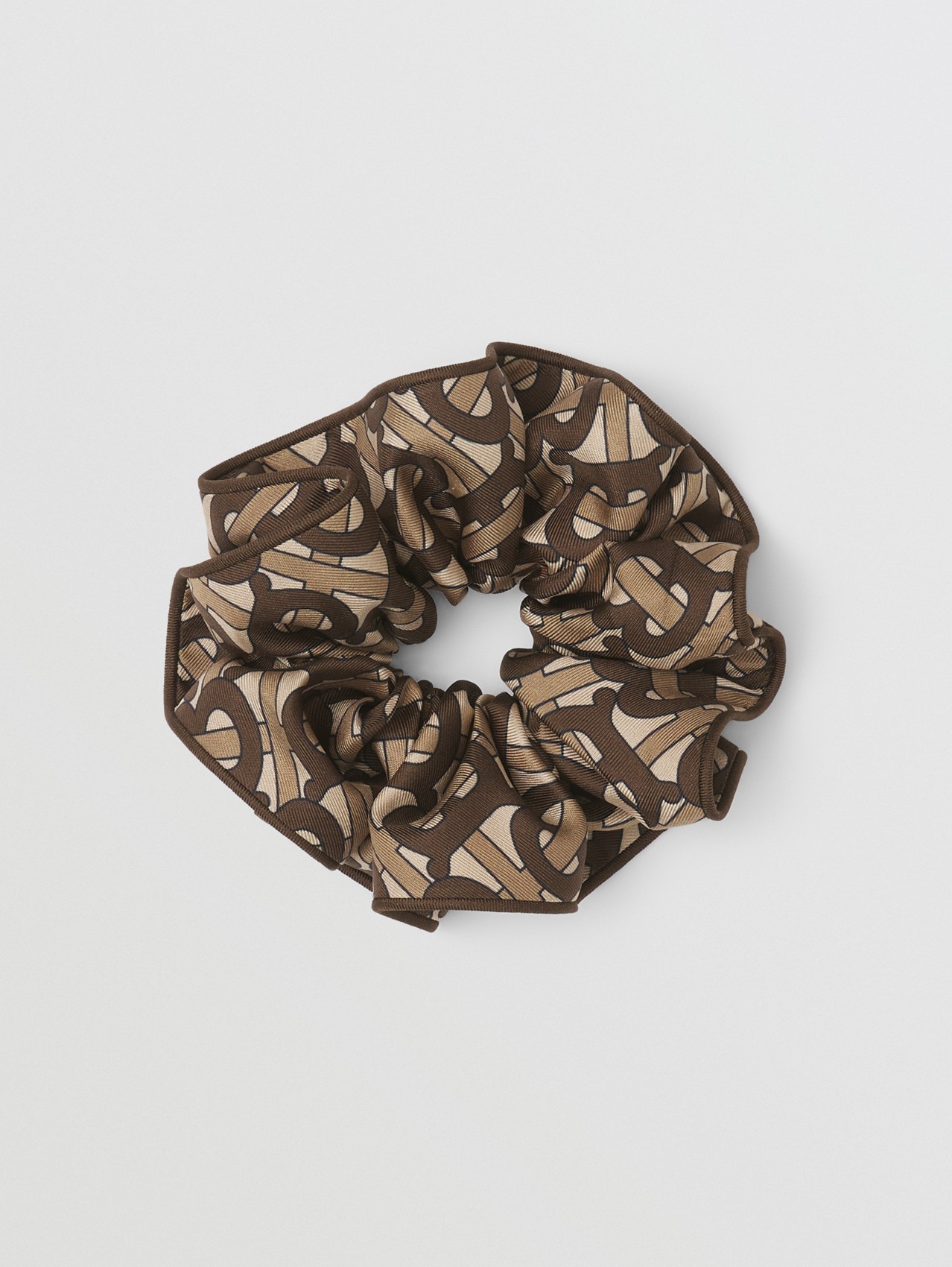 Elastico per capelli in twill di seta con stampa monogramma (Marrone Redini)